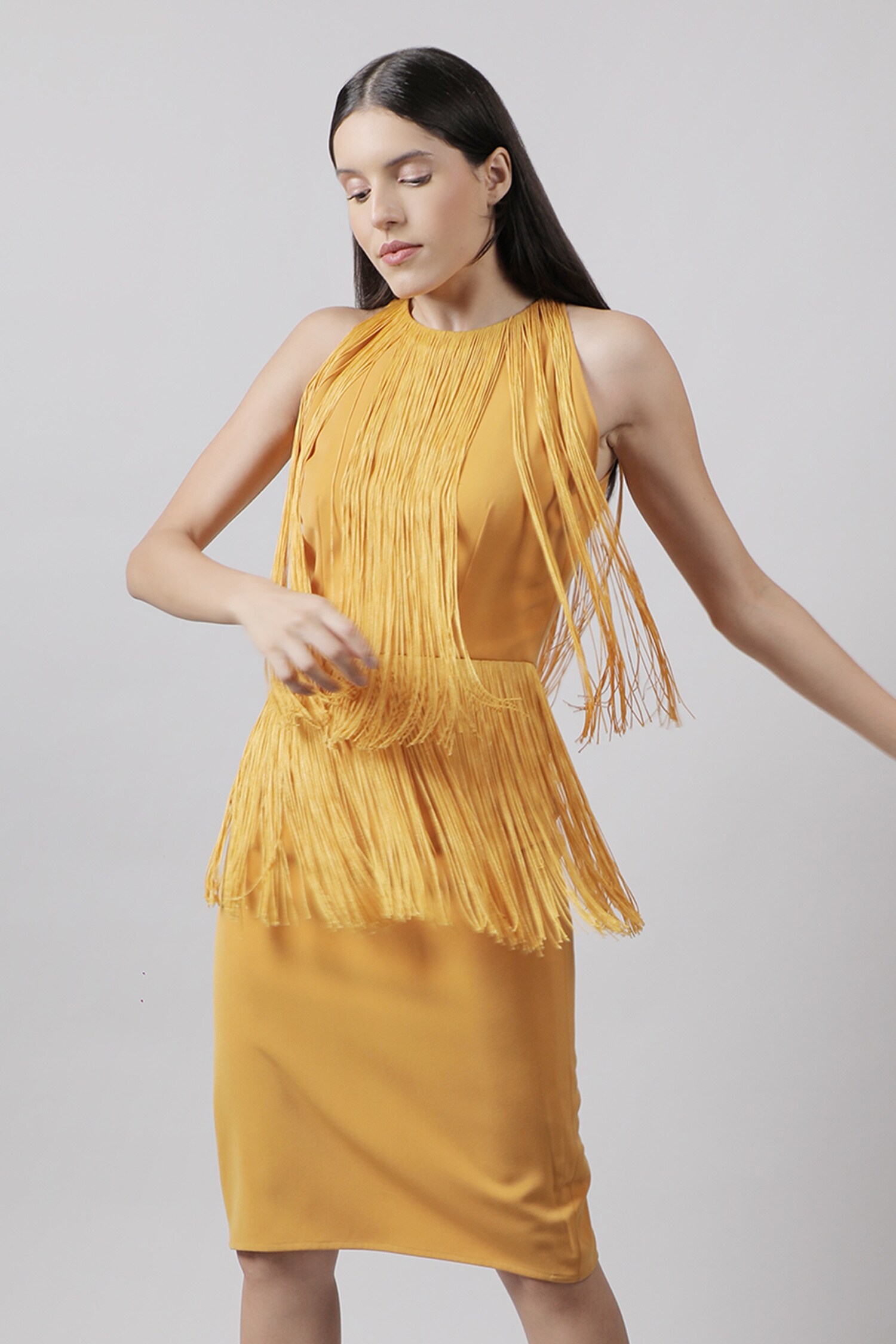 Fringe hotsell dress yellow