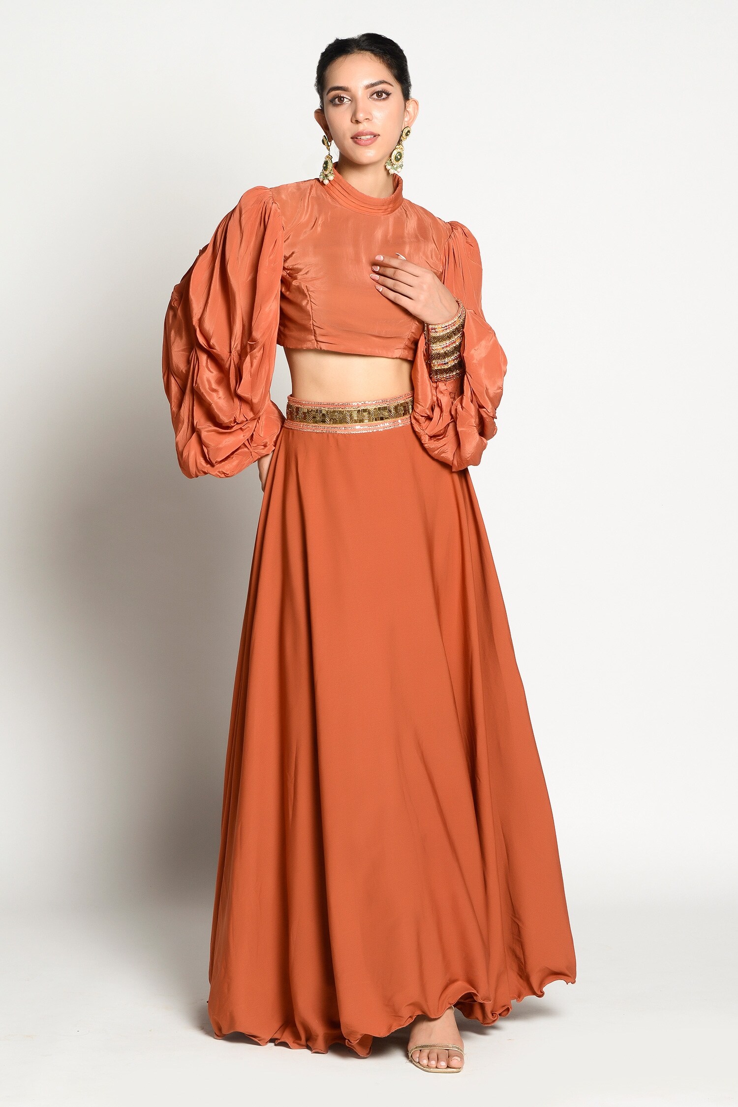 flared skirt and top set