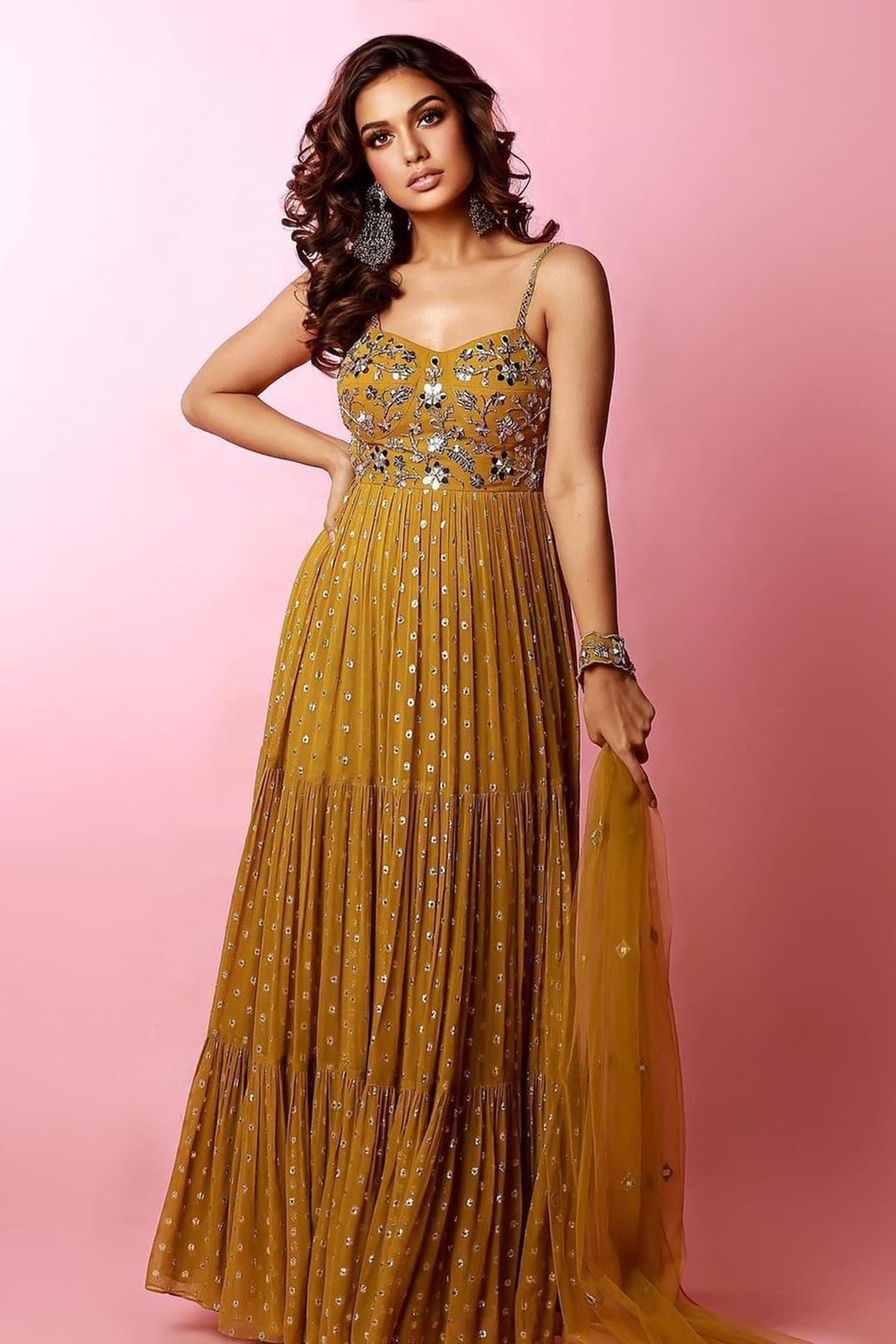 Buy Vivek Girl's BlackBerry Silk Self Design Frill Gown ( Golden ) Online  at Best Prices in India - JioMart.