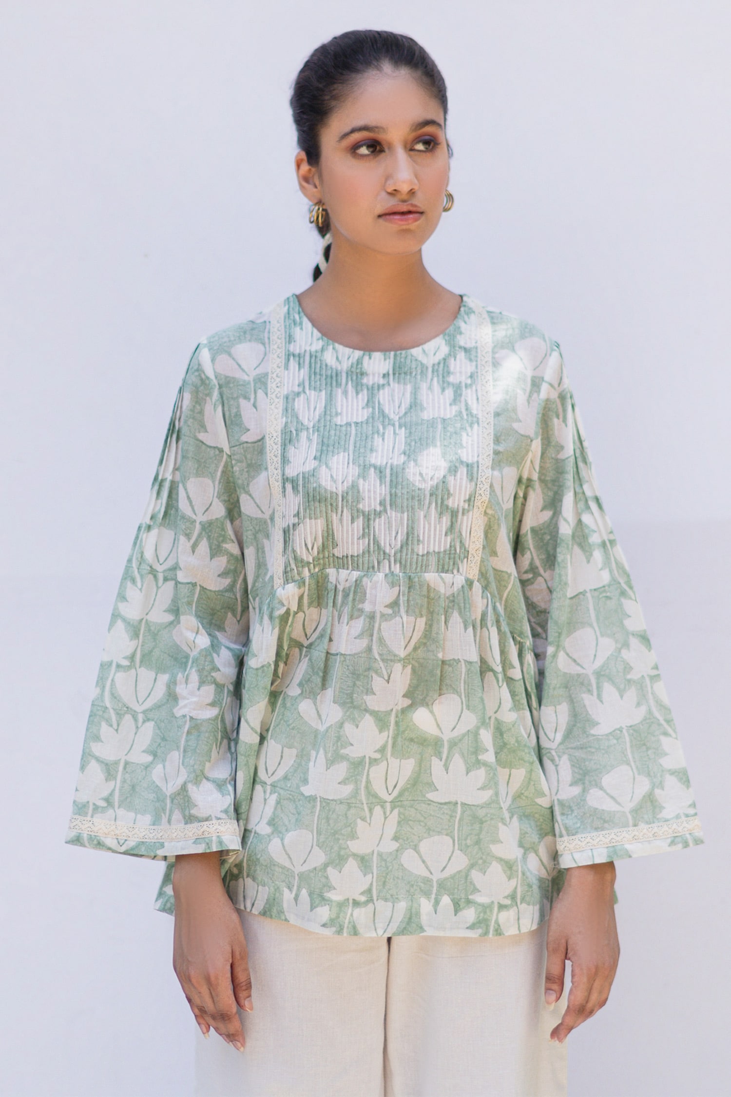 Buy Shivani Bhargava Green Cotton Block Print Short Tunic Online | Aza ...