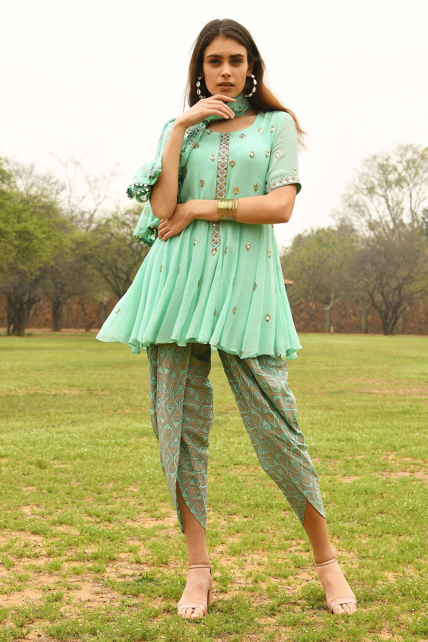 Buy Surbhi Gupta Embroidered Anarkali And Dhoti Pant Set Online | Aza  Fashions