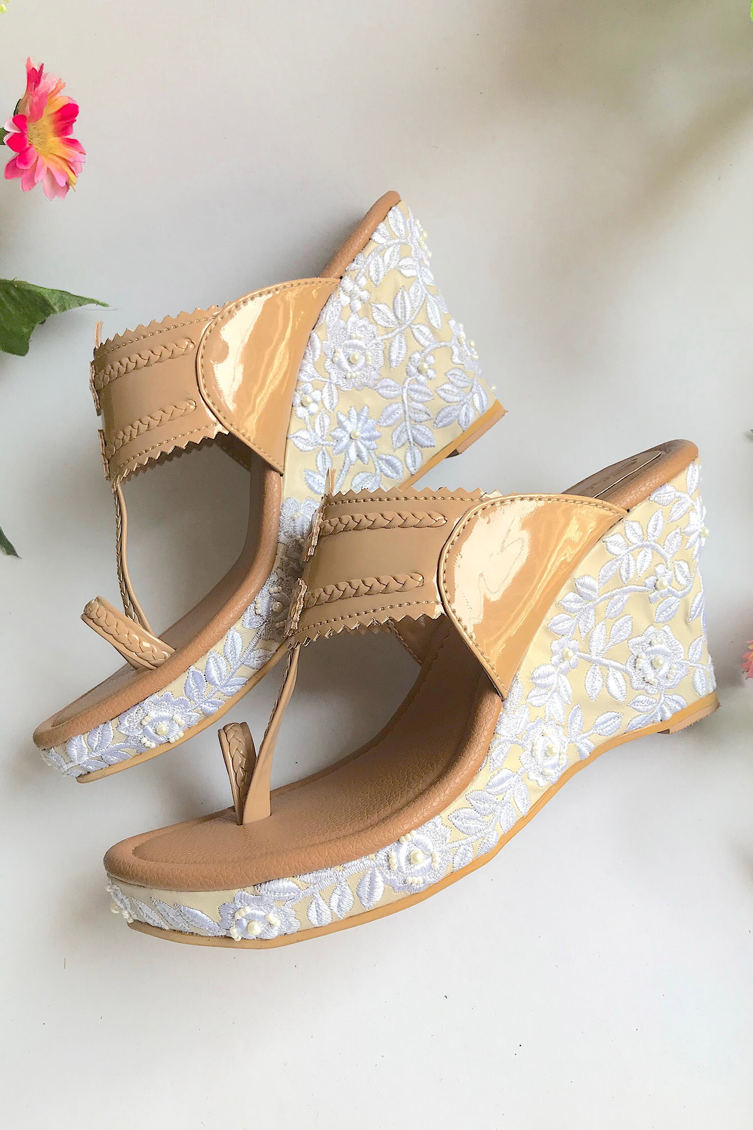 Buy Sole House Embroidered Kolhapuri Wedges Online | Aza Fashions