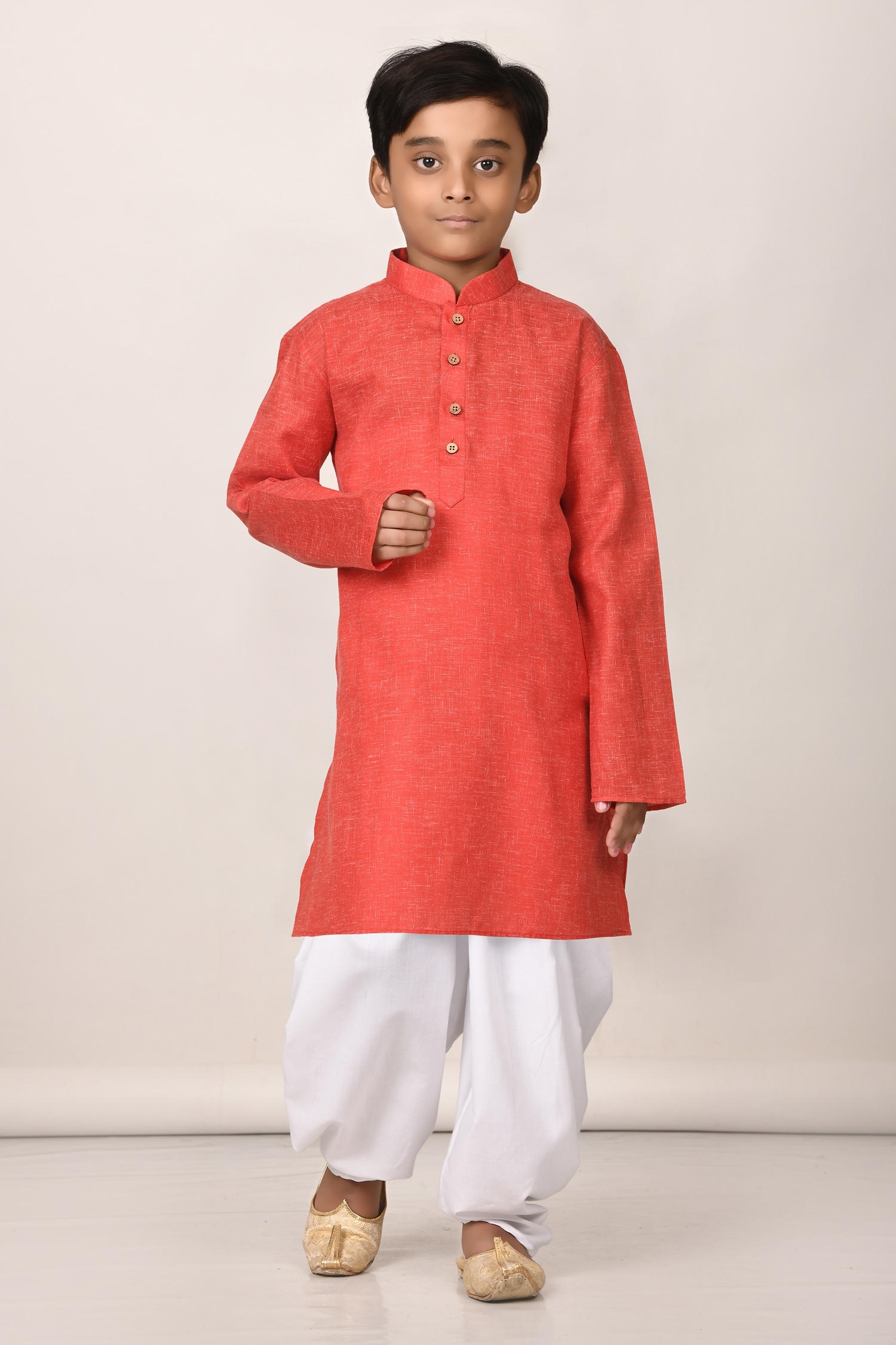 Buy Red Cotton Kurta And Dhoti Pant Set For Boys by Samyukta Singhania ...