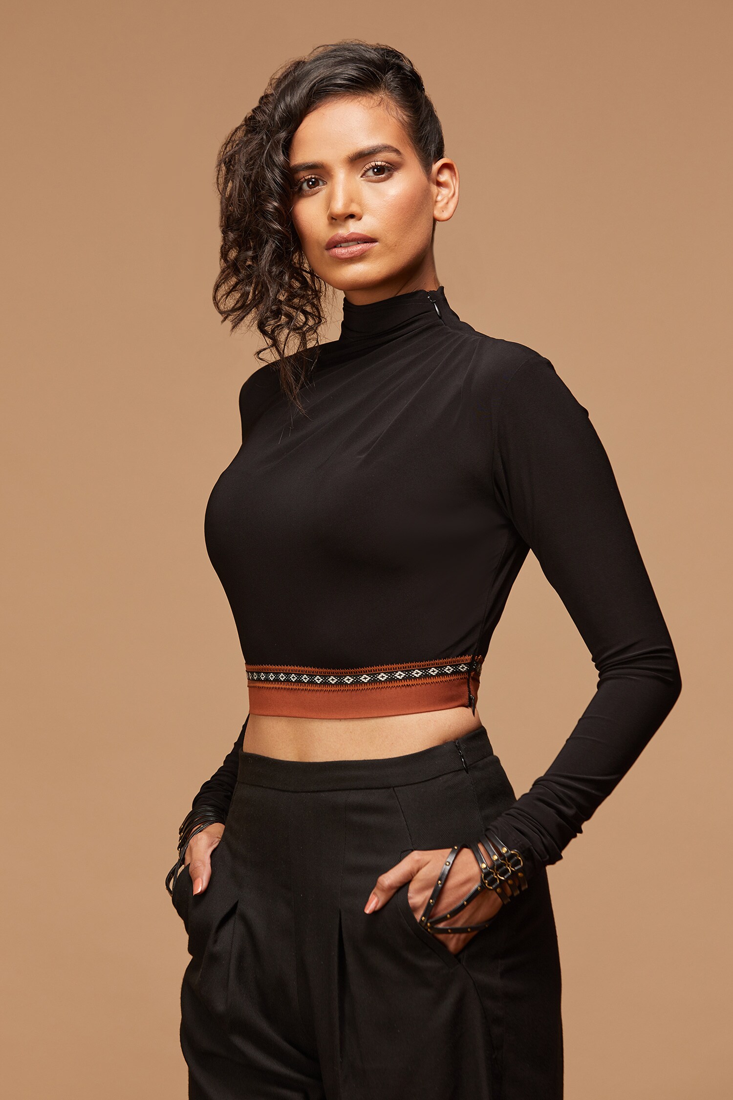cropped black turtle neck