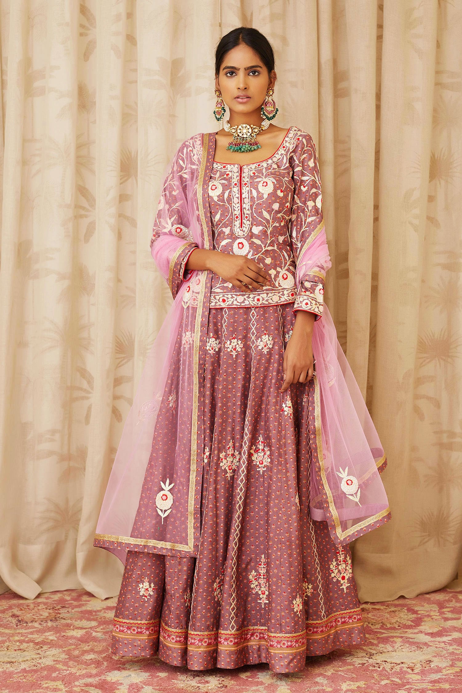 Buy Peach Georgette Embroidered Gota Patti Shagun Work Kurta Lehenga Set  For Women by Gulabo Jaipur Online at Aza Fashions.
