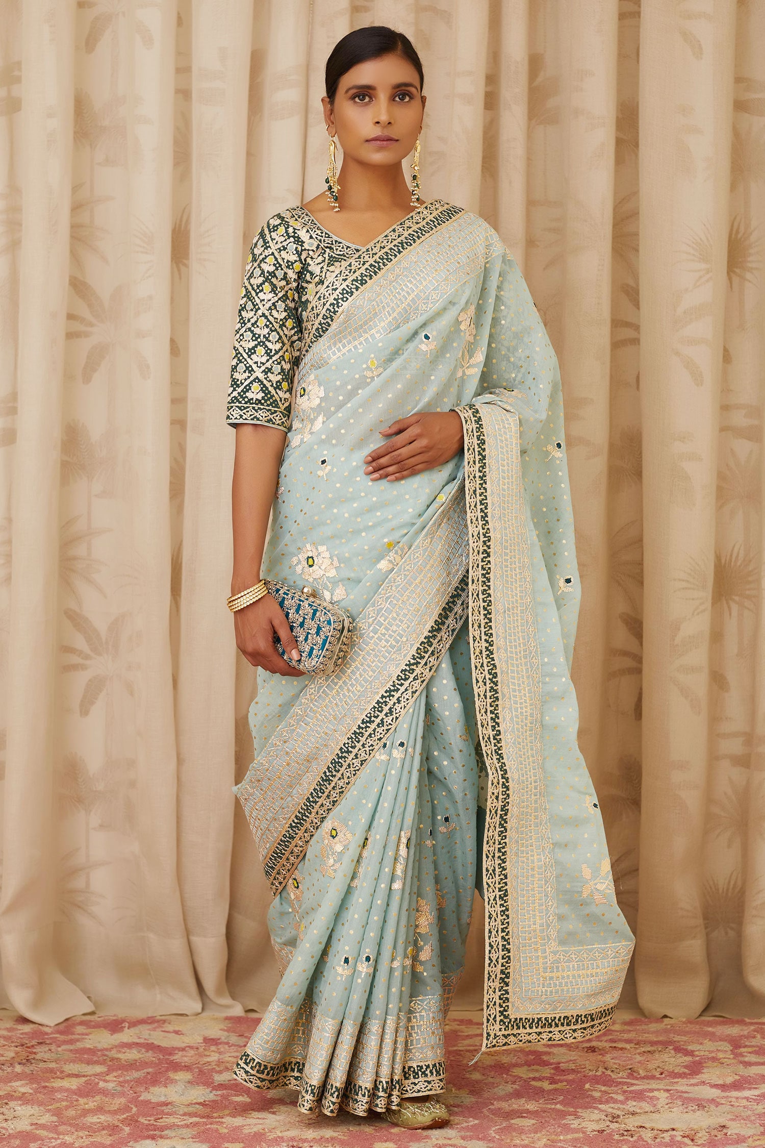 Light blue color designer saree with silver ssequin work | Saree designs,  Designer evening dresses, Ladies dress design