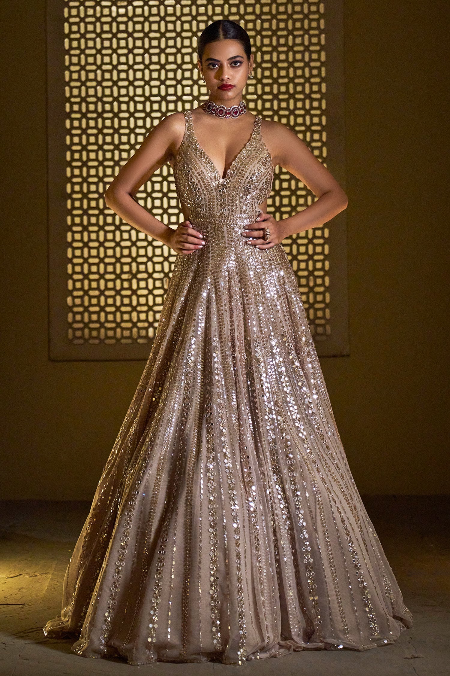 Kate Middleton's gold dress: Jenny Packham Goldfinger sequin gown