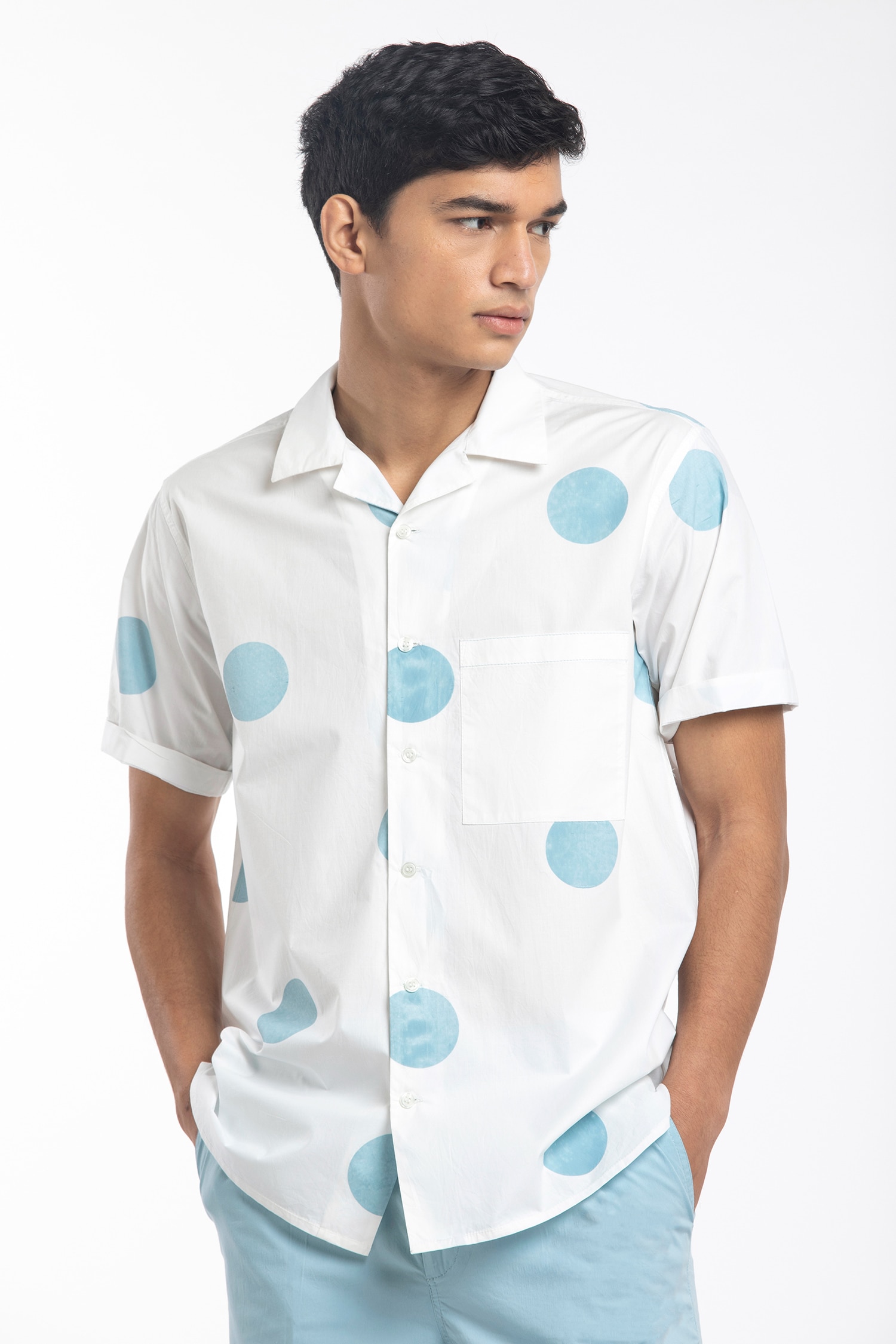 Buy Three White Polka Dot Print Shirt Online | Aza Fashions