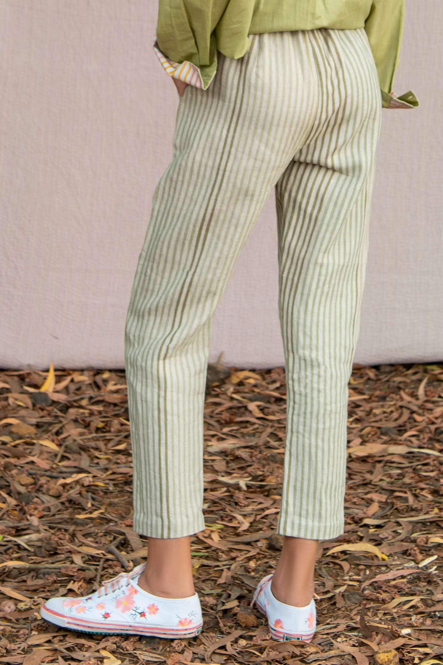Netanya Red & White Striped Trouser With Belt | PLP1015 | Cilory.com