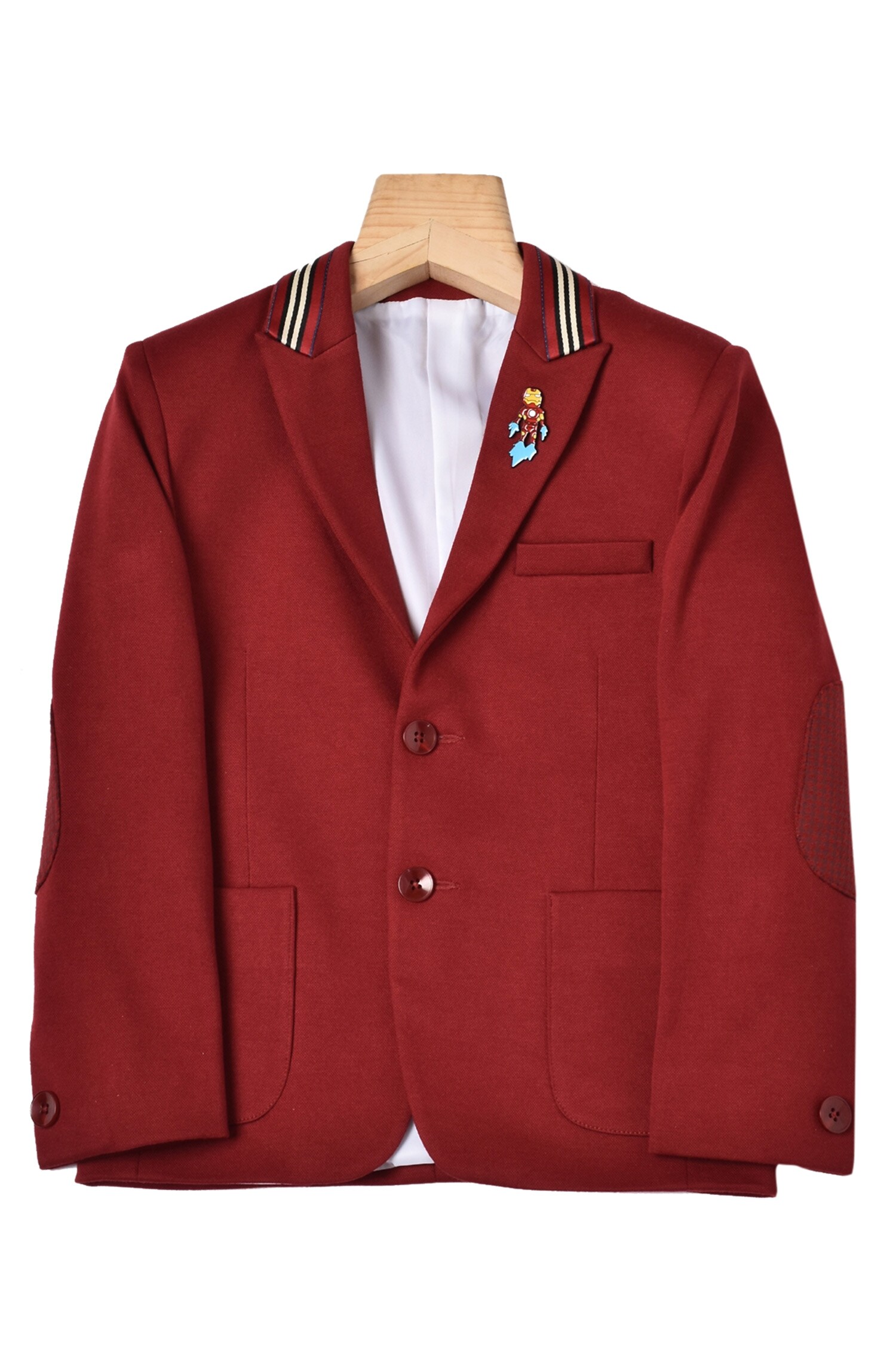 Buy Partykles Maroon Elbow Patch Blazer For Boys Online Aza Fashions