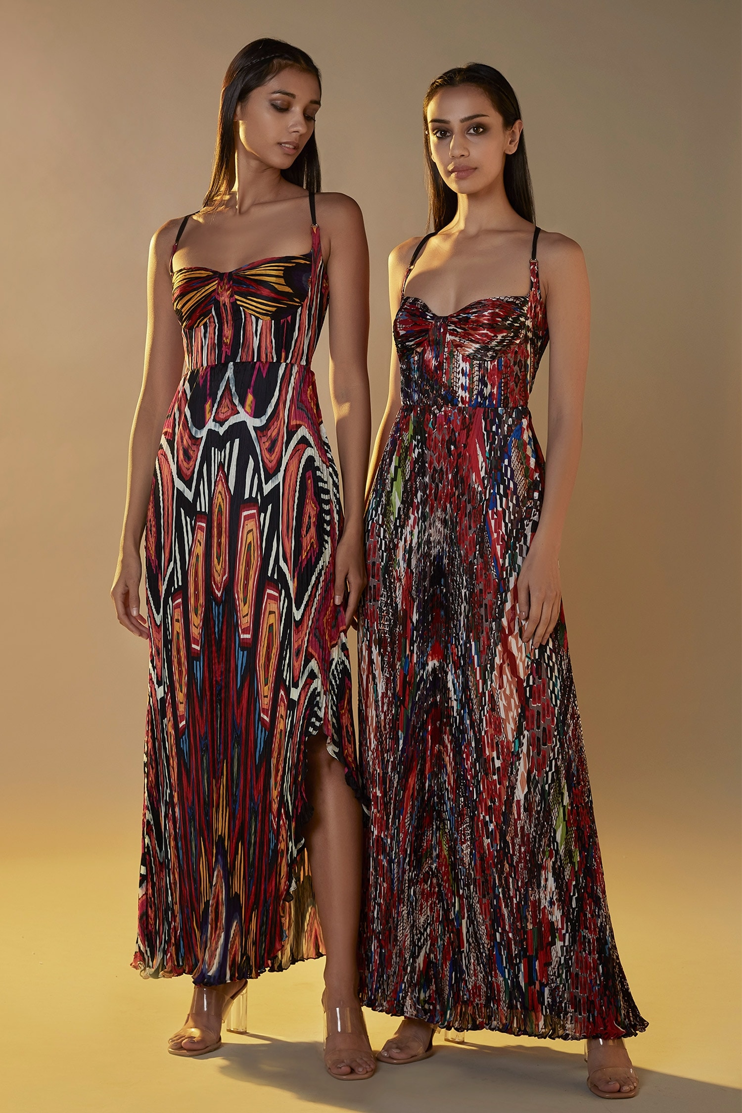 Buy Multi Color Cotton Silk Printed Abstract Scoop Pleated Corset Dress For  Women by Saaksha & Kinni Online at Aza Fashions.