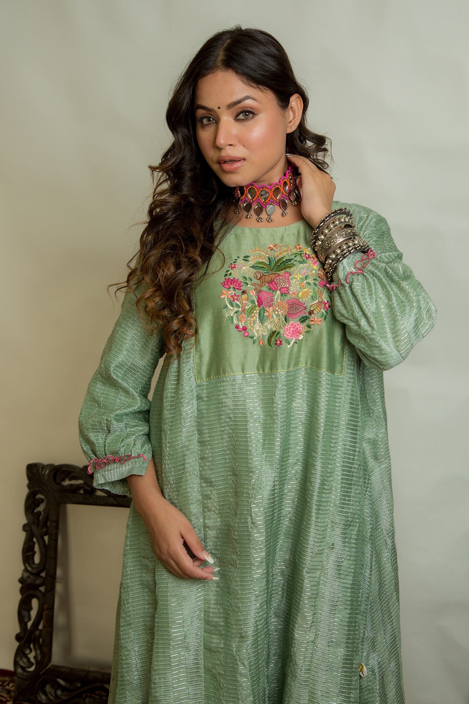 Buy Green Peplum Top Paired With Flared Palazzo Set Online for Women by  SROTA BY SRISHTI AGGARWAL - 4050971