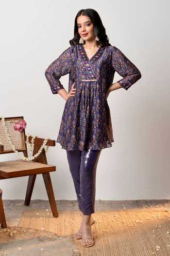 Women Floral Poly Chiffon Print Parade Kurta Set