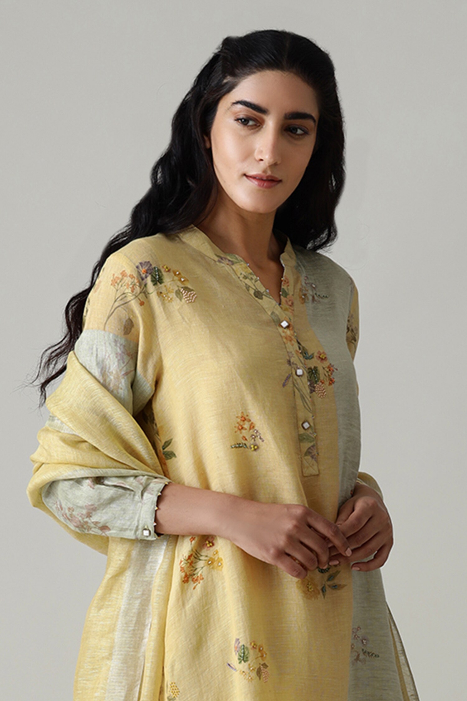 Buy Handloom Linen Kurta Set by Manan at Aza Fashions