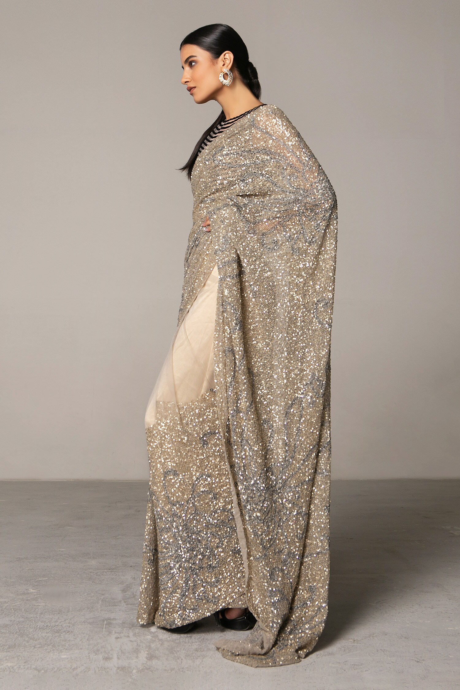 Sequin Sari/ Ombre Saree / Beige Brown Sequin Sari/ Saree With Blouse/  Cocktail Sarees/ Bollywood Saris/ Evening Wear Indian/ Designer Saree - Etsy