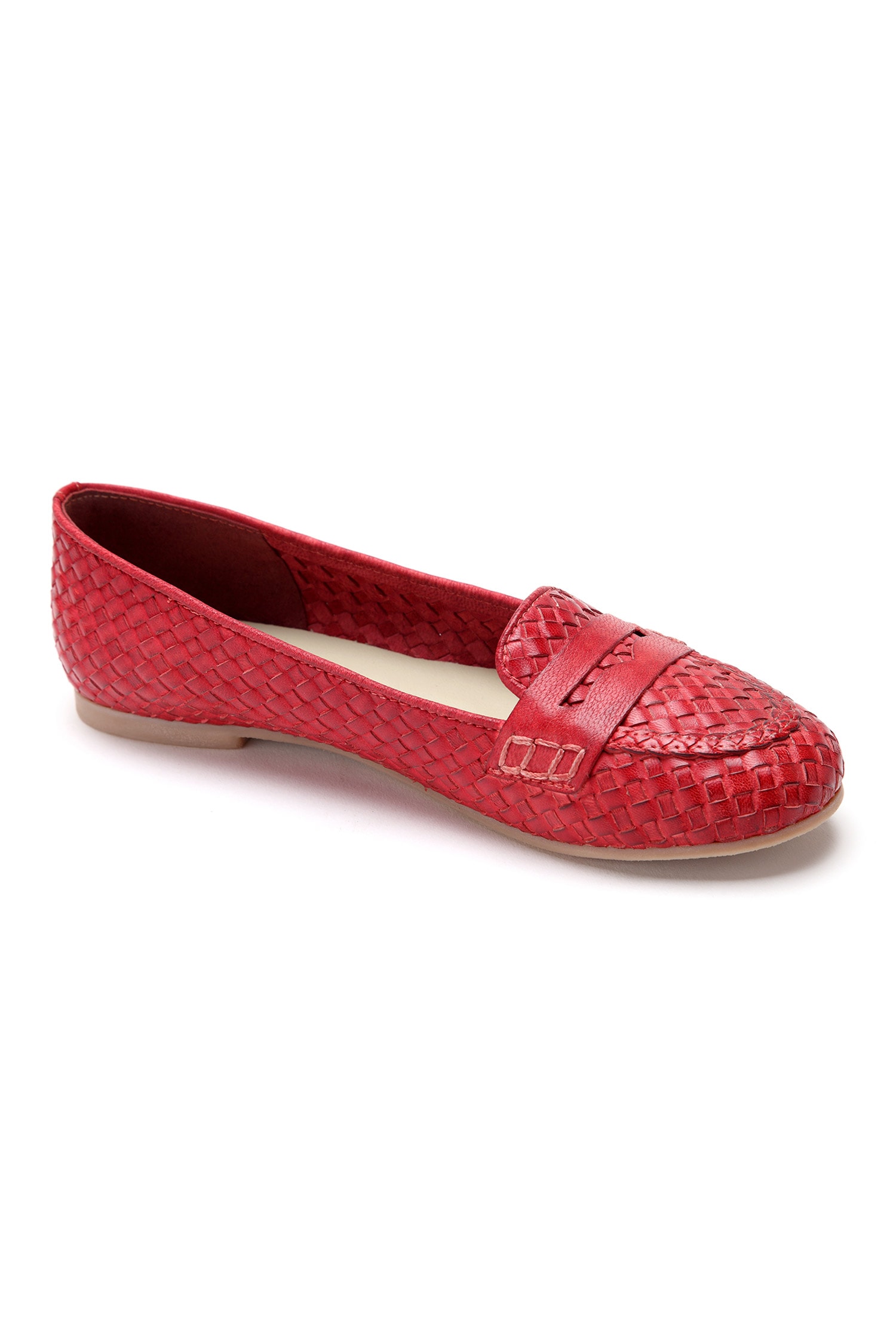 Buy Red Textured Penny Loafers by Tissr Online at Aza Fashions.