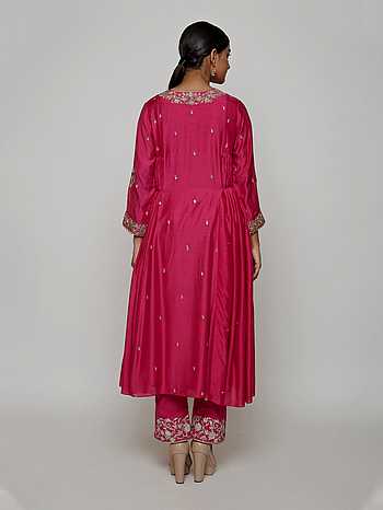Dark Hot Pink Pure 14 Kg Rayon Pant Anarkali