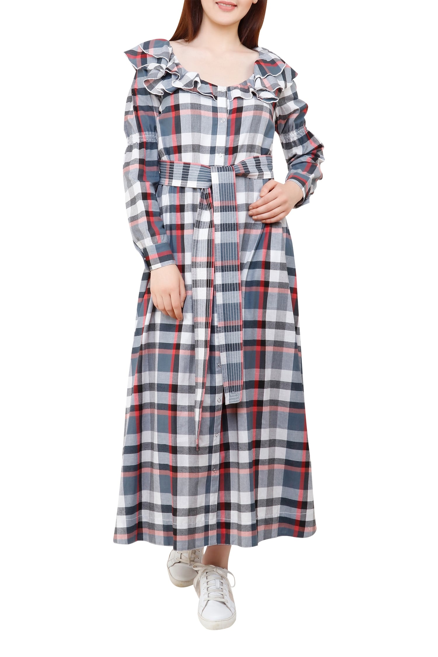 Buy Checkered Midi Dress by S \u0026 V 
