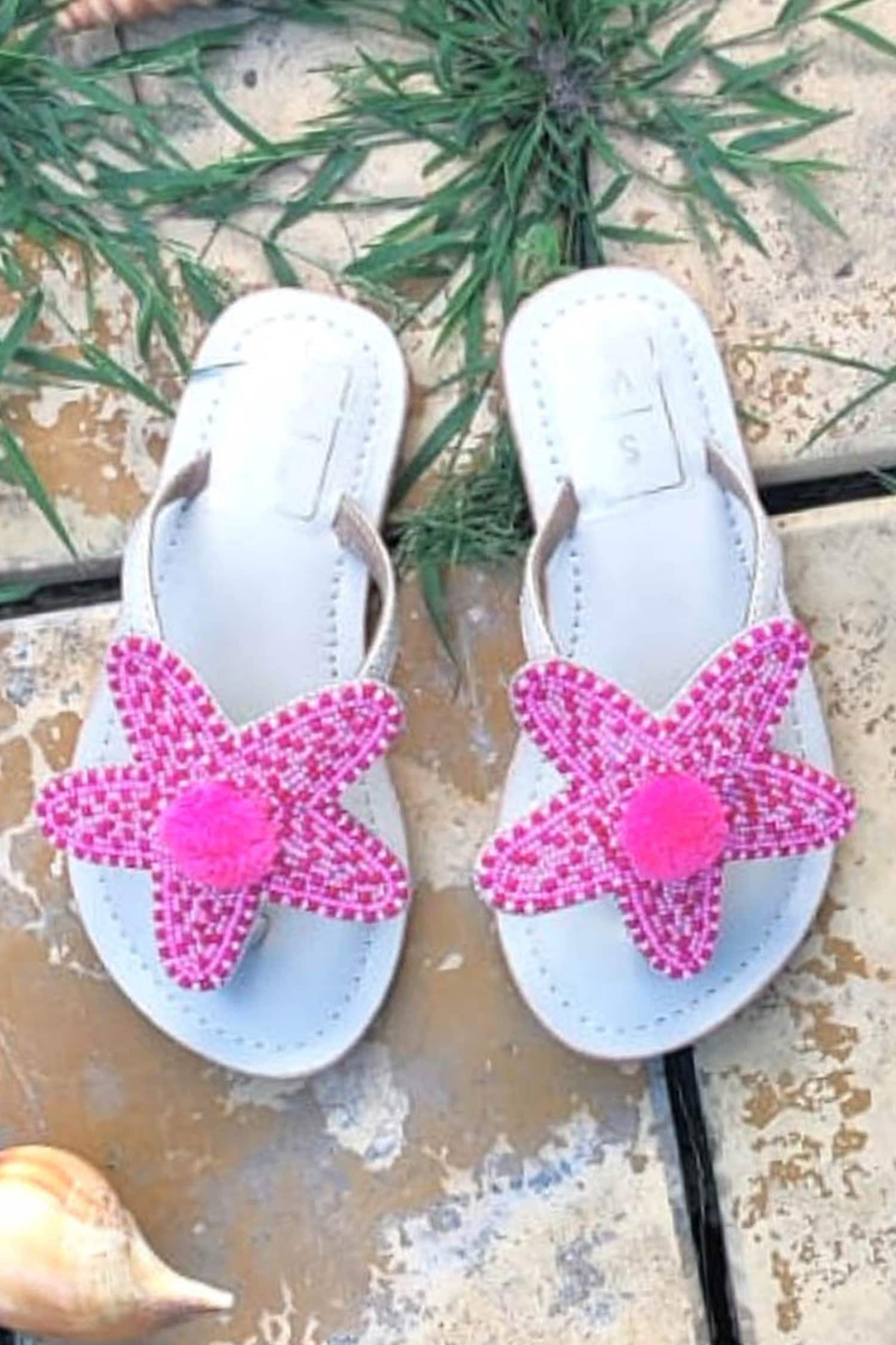 Buy Sandalwali Pink Lucy Beaded Starfish Sandals Online | Aza Fashions