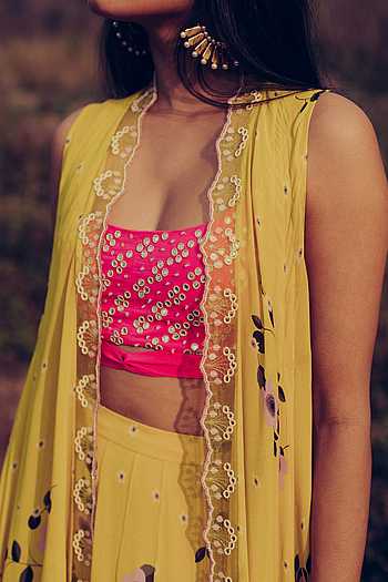 Hand embroidered jacket with lehenga