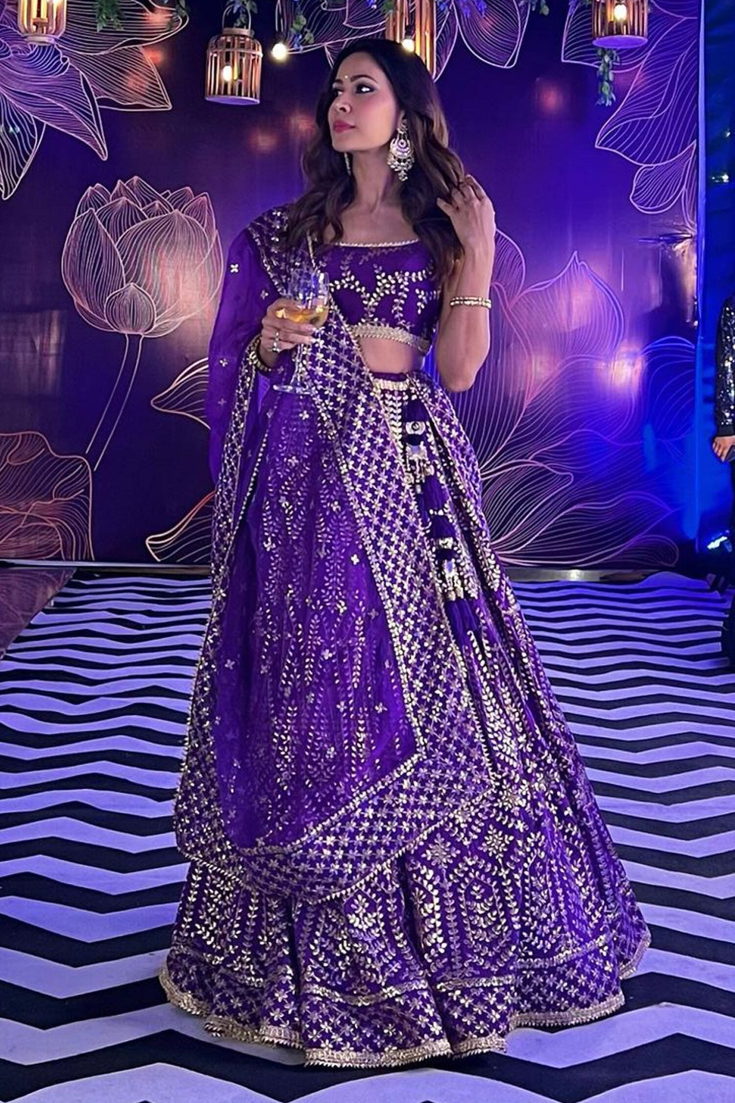 Buy Purple Lehenga And Blouse - Cotton Silk Embroidered Floral Scoop ...