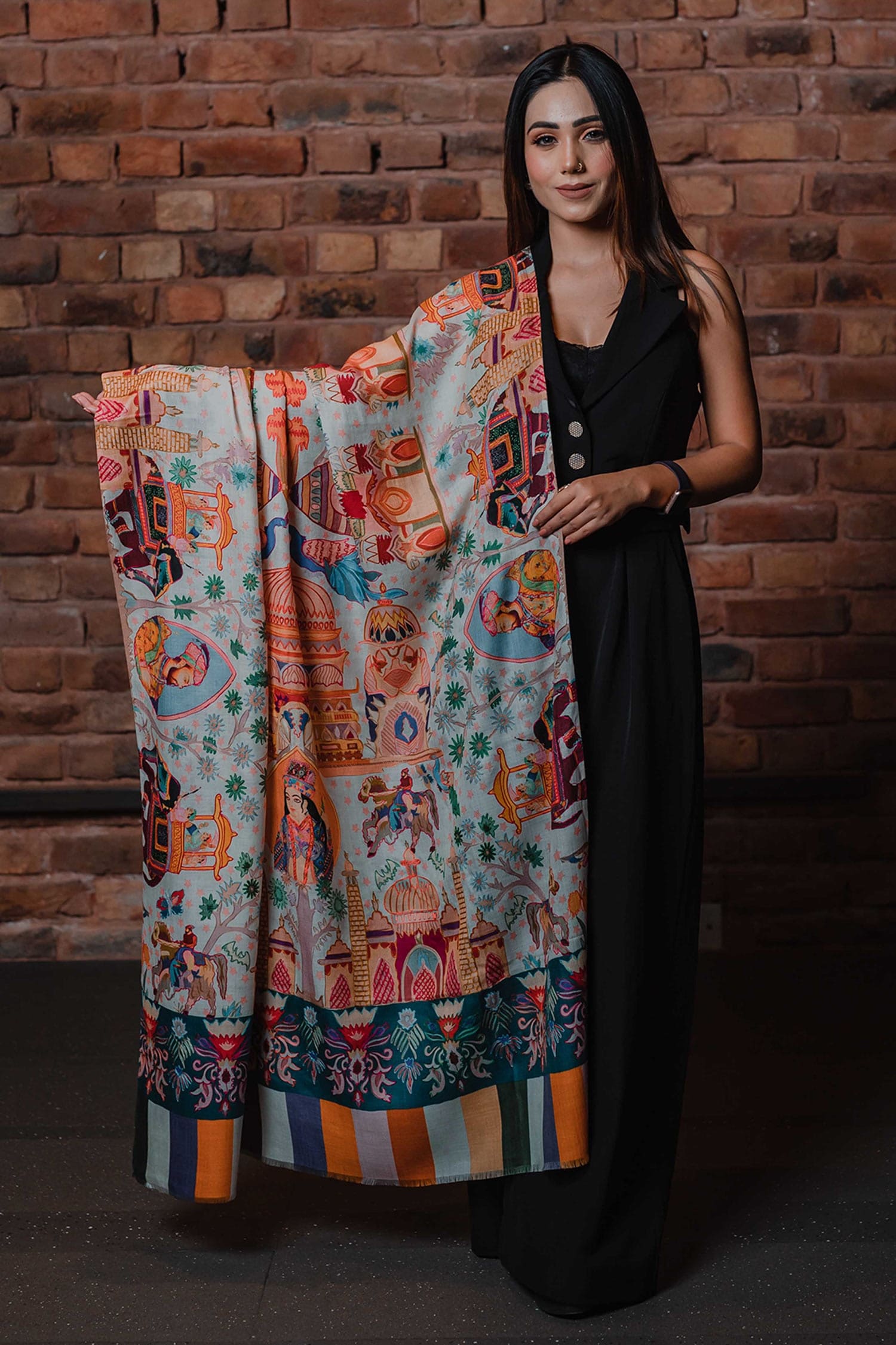 kalamkari kashmiri shawl