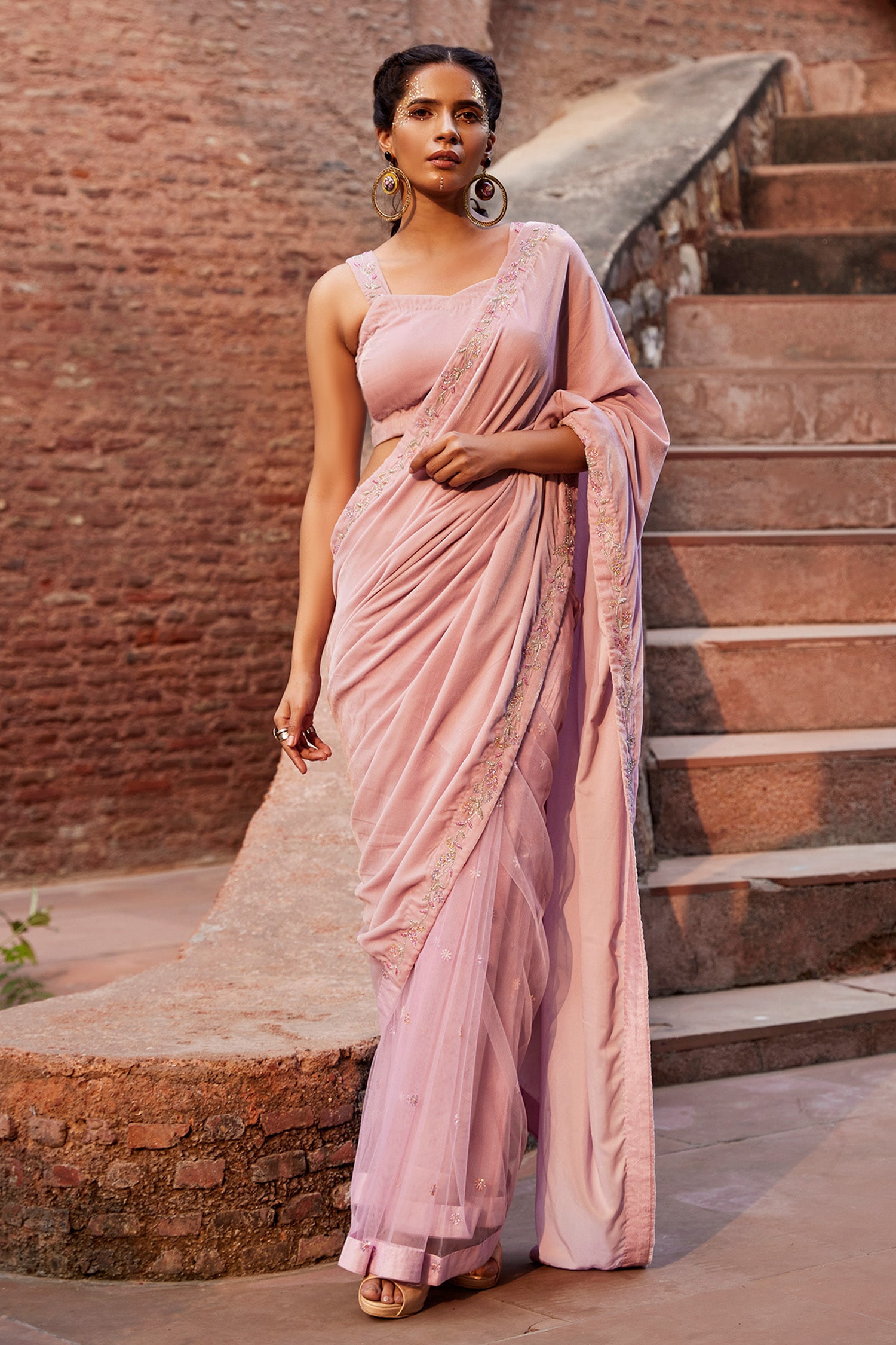 Buy Baby Pink Organza Saree With White Blouse Indian Wedding Online in  India - Etsy