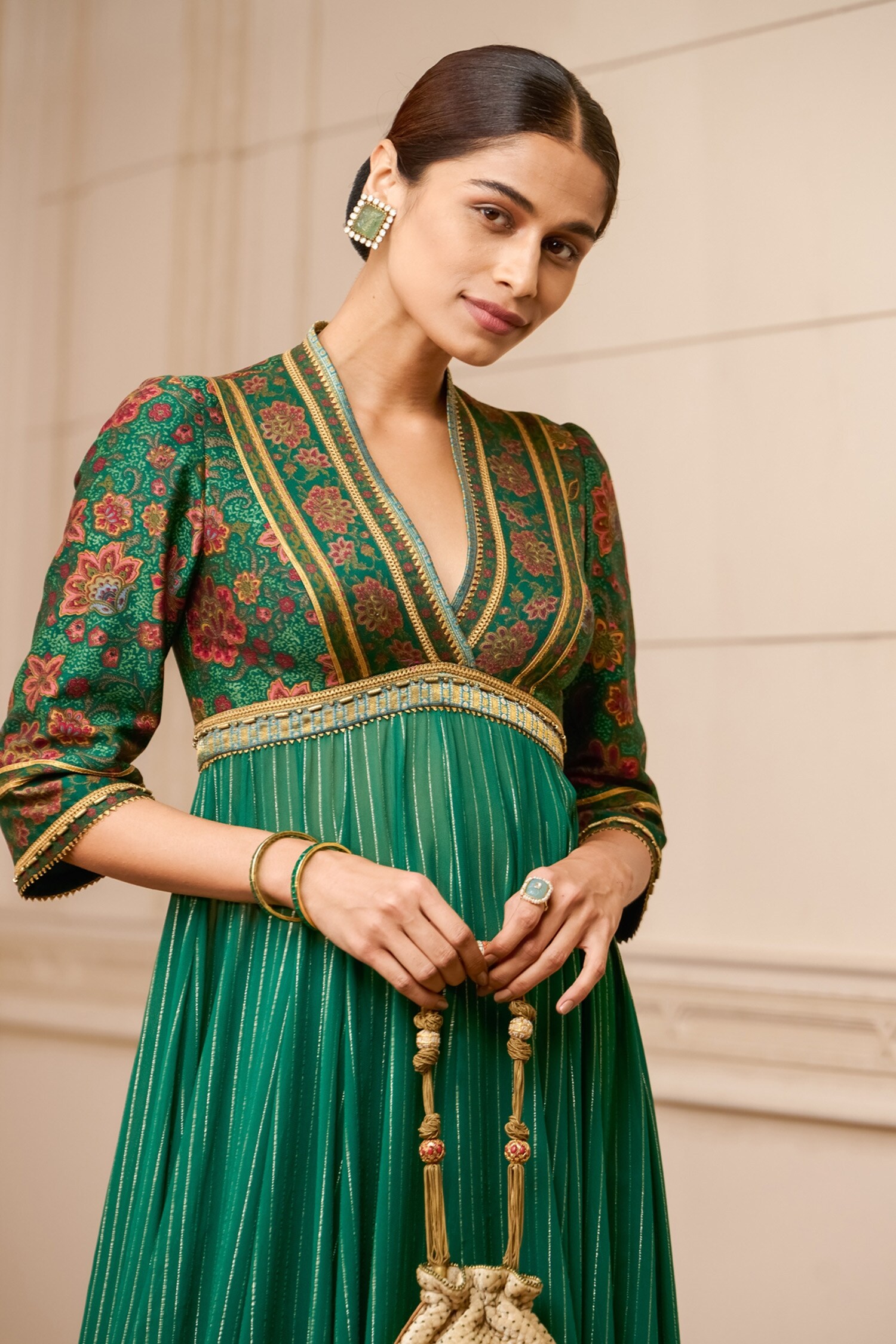 Buy_Tarun Tahiliani_Green Chanderi Anarkali Set_Online_at_Aza_Fashions