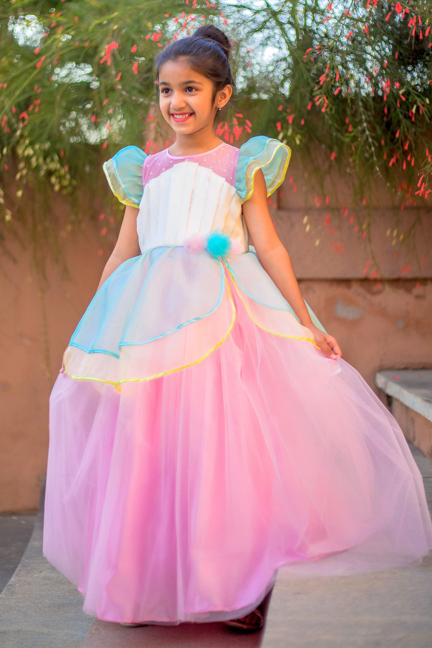 Buy Tutus by Tutu Pink Layered Organza Ball Gown For Girls Online | Aza ...