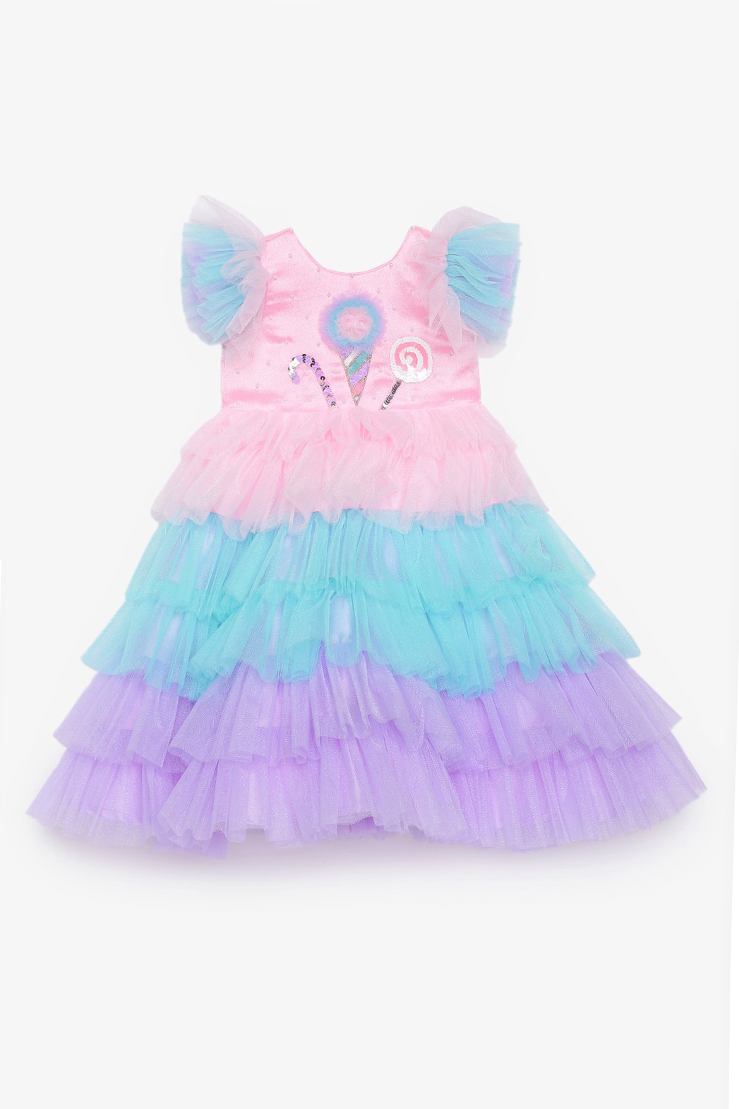 Buy Multi Color Crepe Layered Frill Gown For Girls by Tutus by Tutu ...