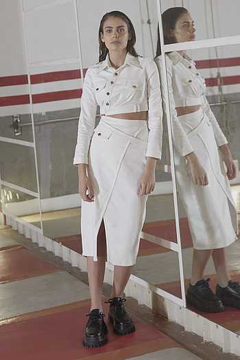 Denim Skirt Set Online | Aza Fashions