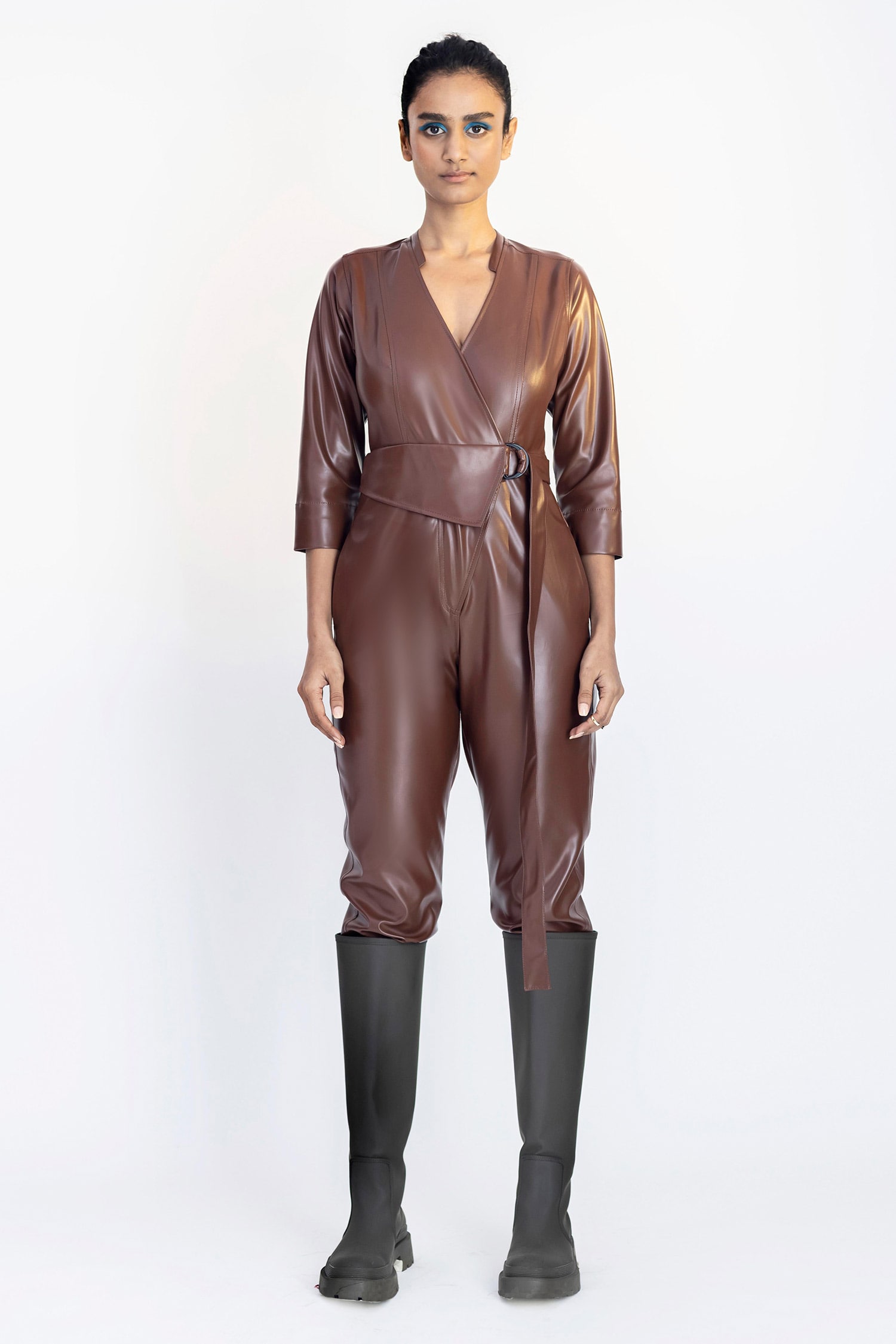 Women's Leather Jumpsuit  KC Leather Signature Range - Pietra - KC Leather  Co.