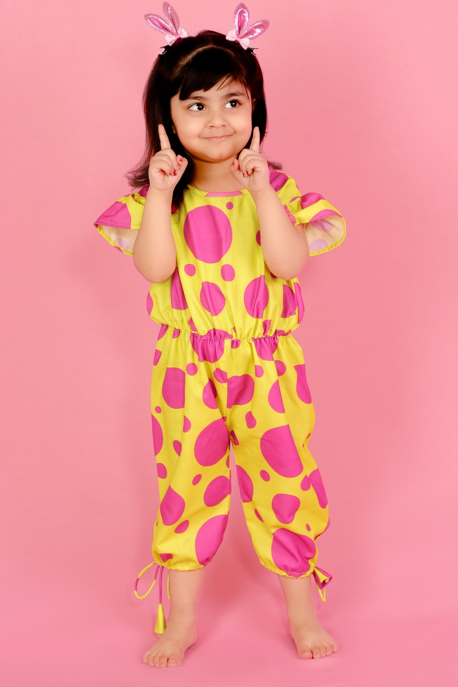 Buy Tiny Pants Yellow Cotton Printed Jumpsuit For Girls Online Aza Fashions
