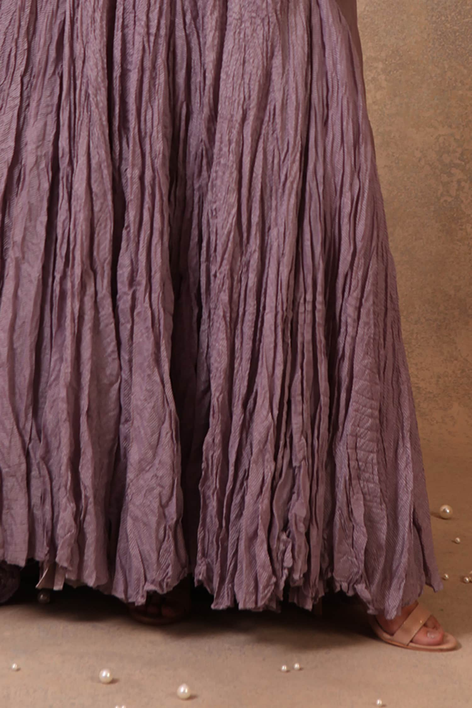 Buy Purple Pure Silk Organza Tie-up Embroidered Jacket And Palazzo Set For  Women by Trisvaraa Online at Aza Fashions.