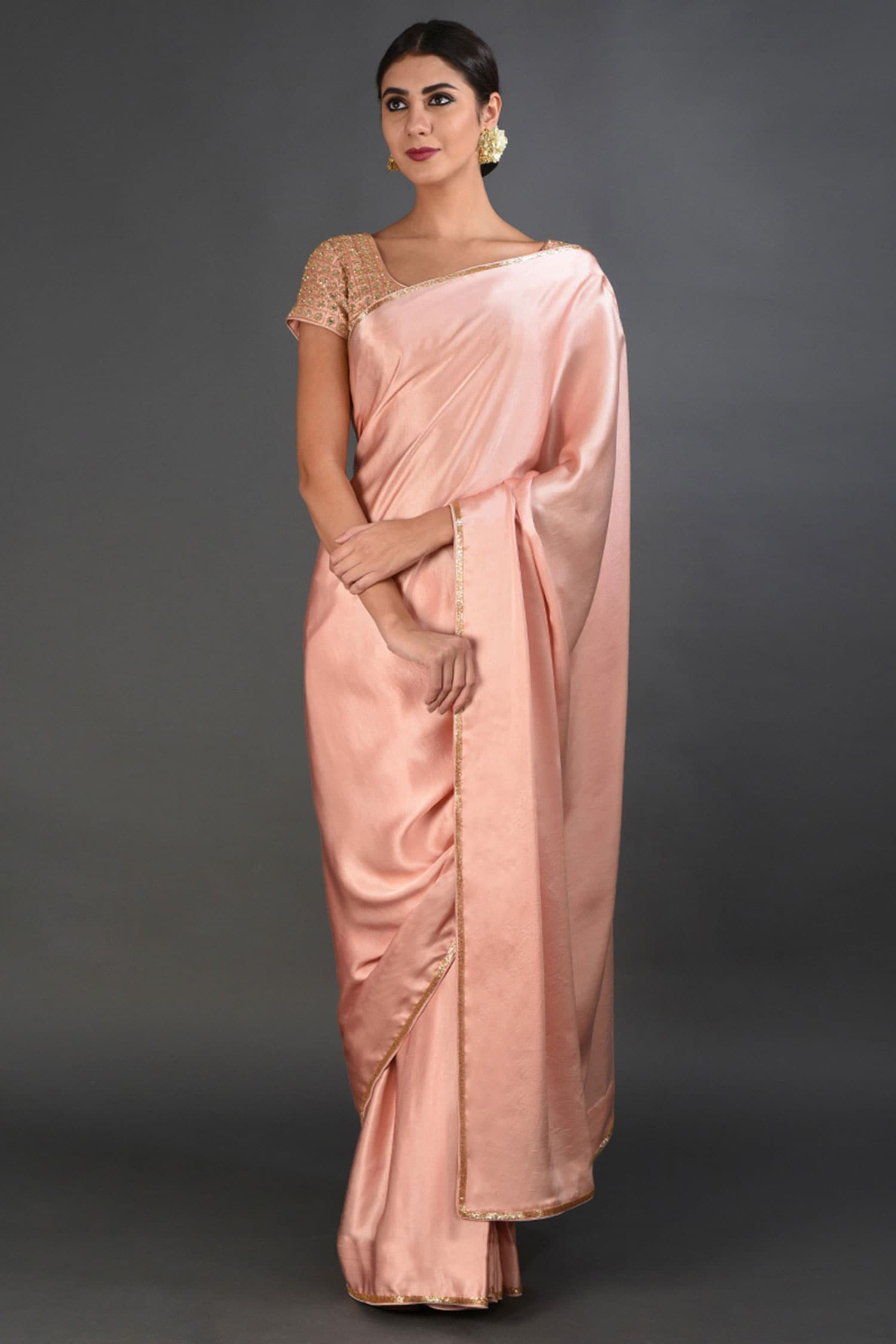 Buy Talking Threads Pink Silk Saree With Blouse Online Aza Fashions