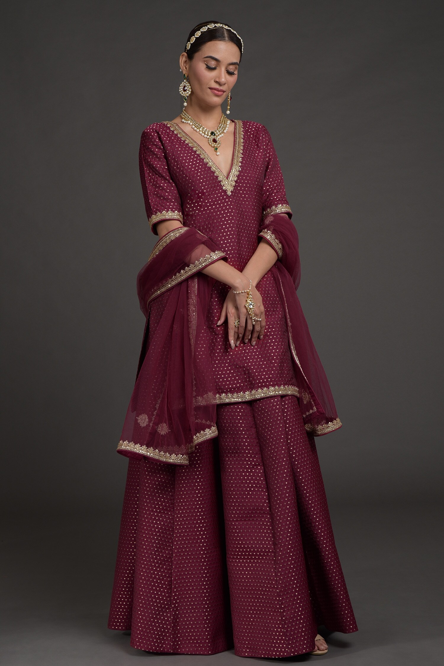 Buy A Love Song Burgundy Wine Lehenga by Designer Talking Threads Online at  Ogaan.com