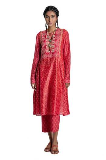 Kurma Red Chanderi Skirt