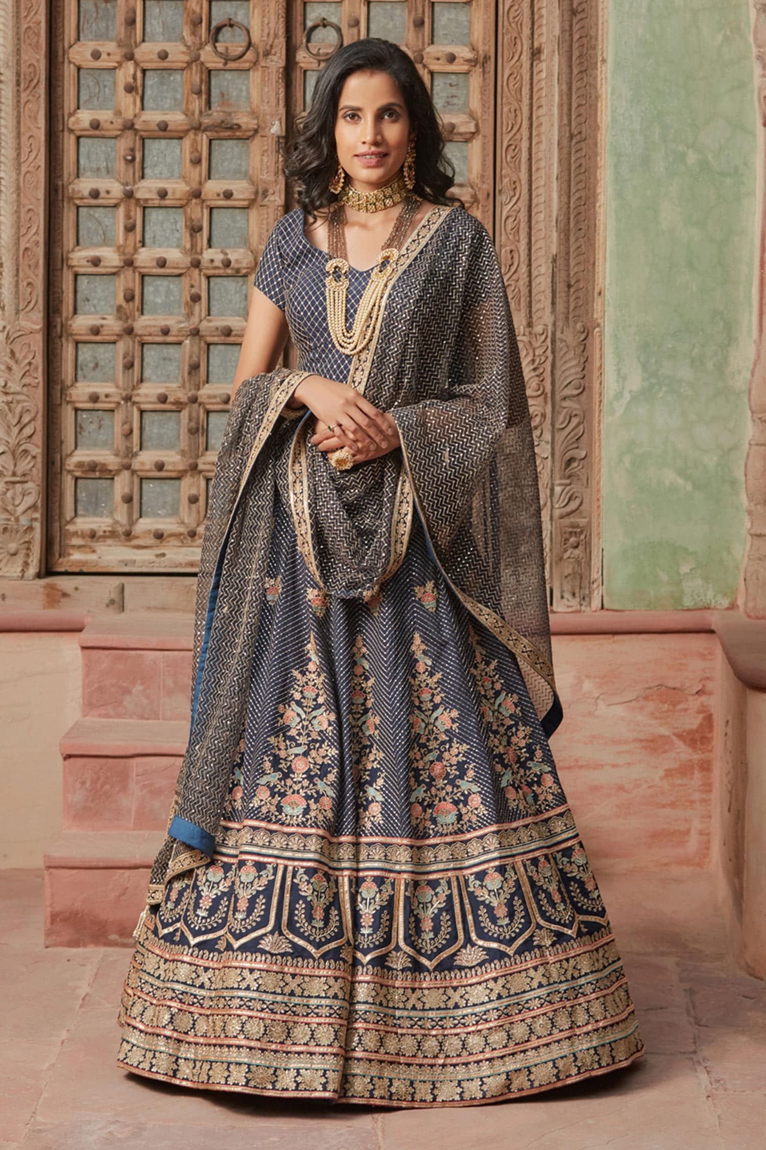 Buy Embroidered Lehenga Paired With Embroidered Silk Dupatta And Blouse by  Designer Jayanti Reddy Online at Ogaan.com