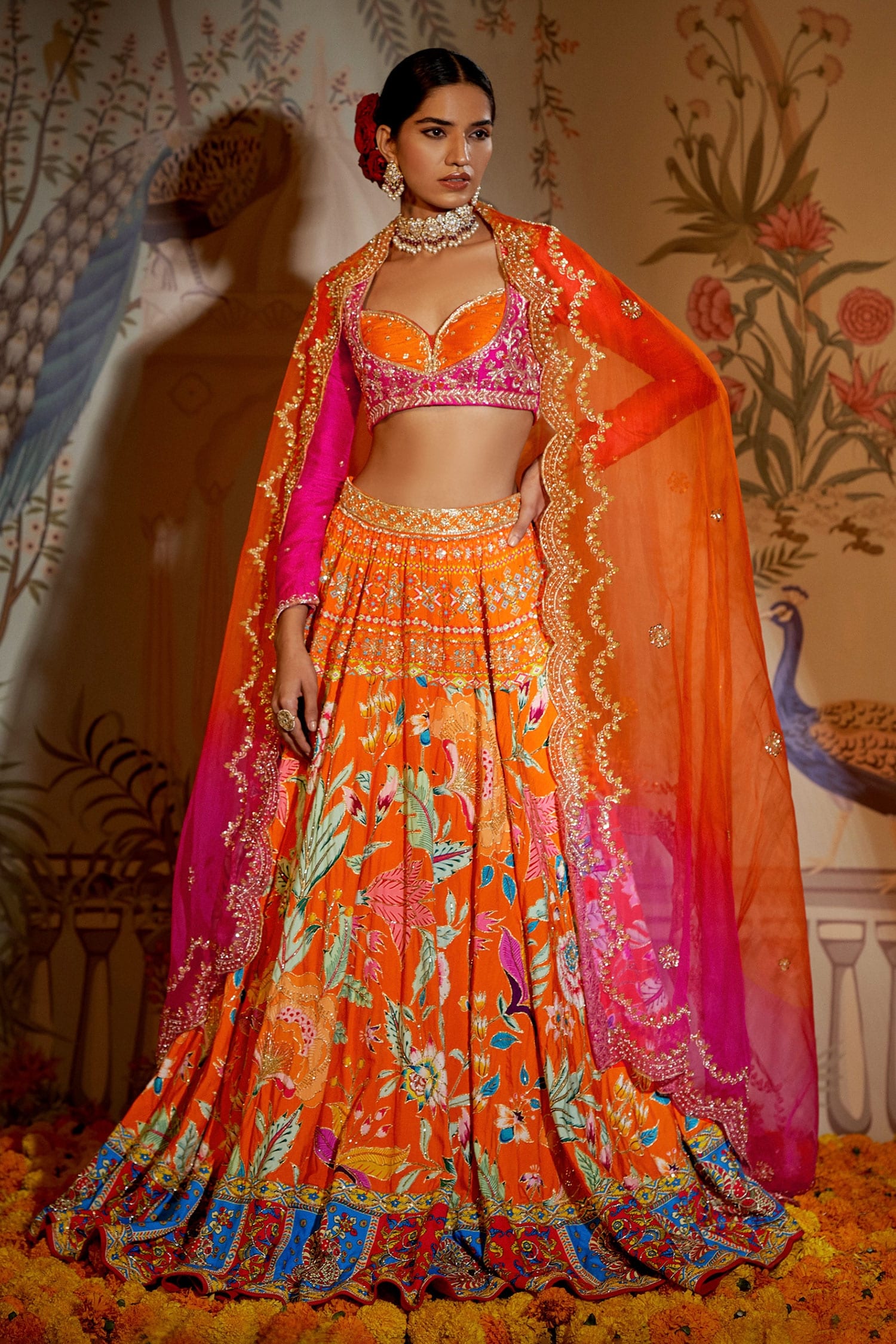 Orange And Red Bridal Lehenga – TheStylease.com