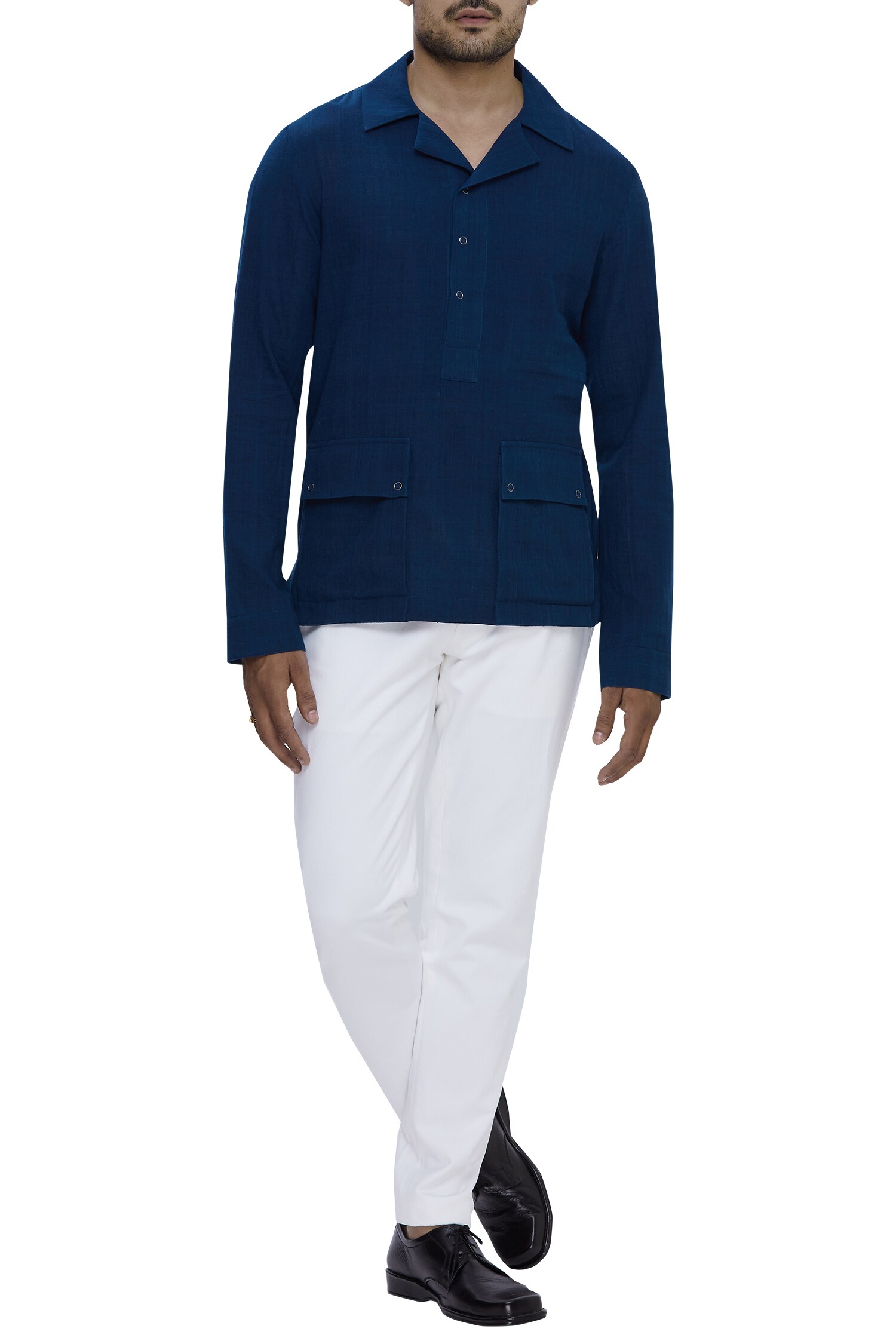 Buy Dhruv Vaish Blue Handloom Cotton Shirt Online Aza Fashions
