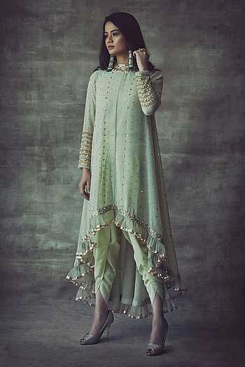Buy Vvani by Vani Vats Green Georgette 