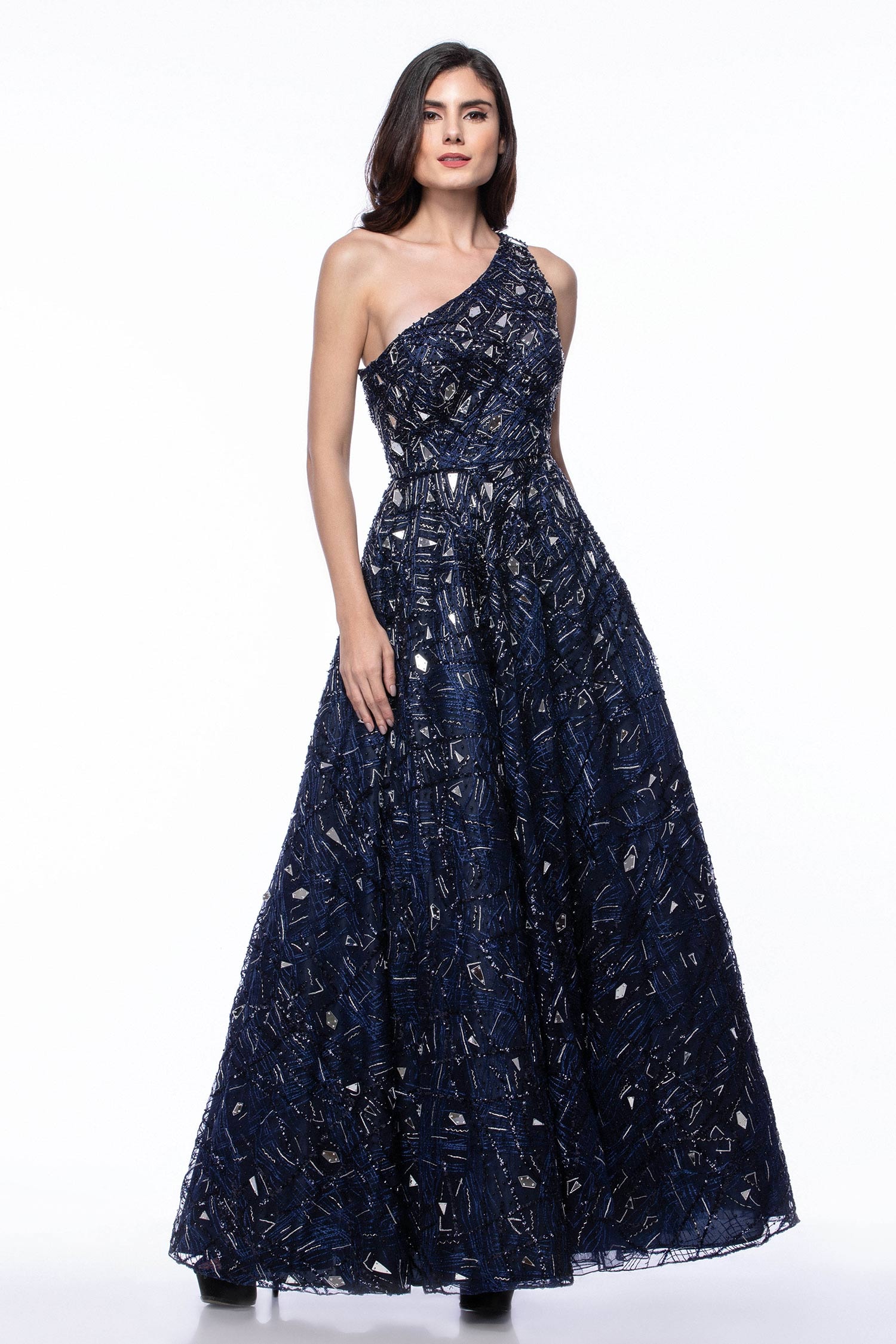 Buy Embroidered One-Shoulder Gown by 