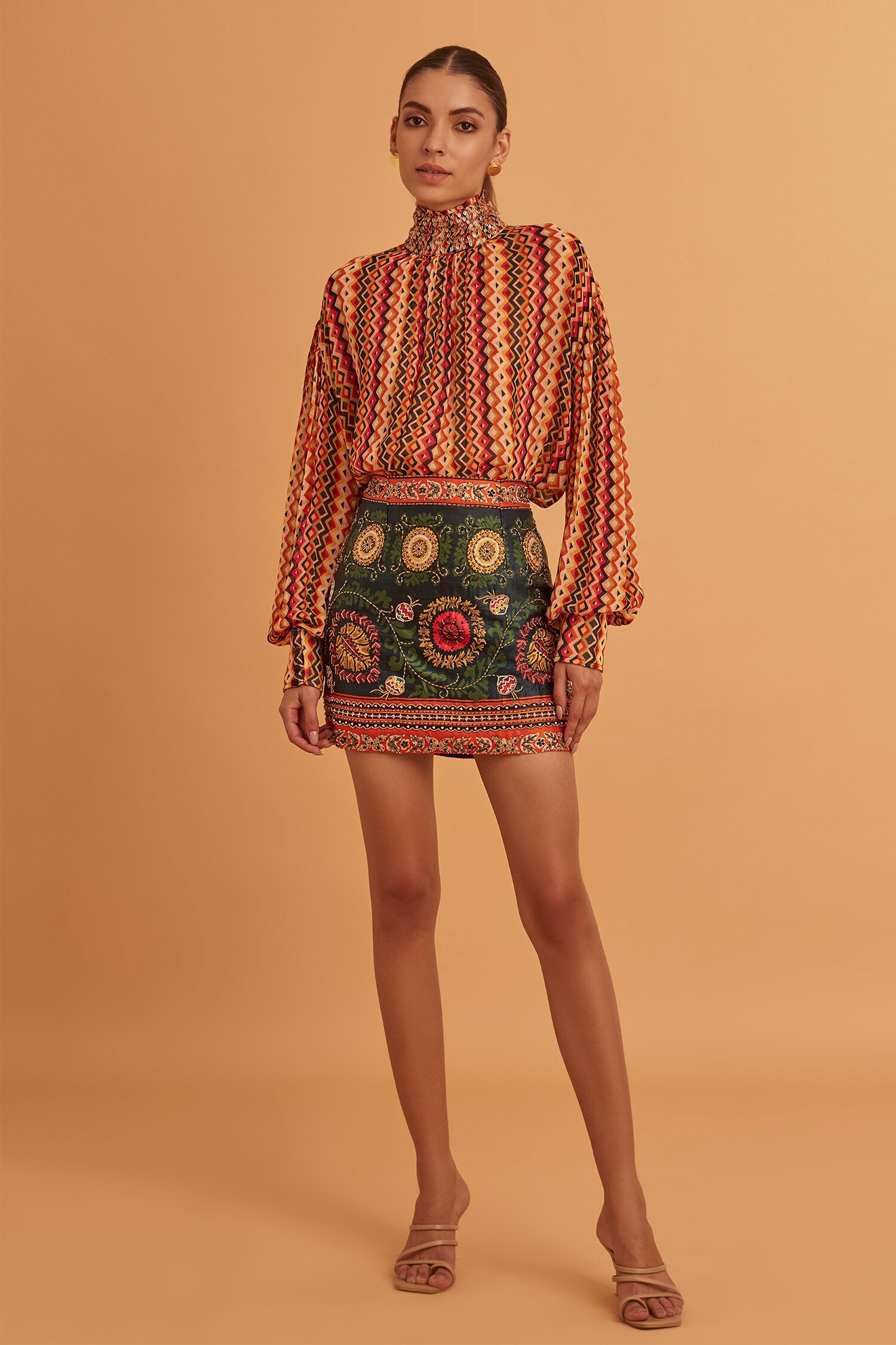 Buy Multi Color Cotton Embroidery Floral Skirt For Women by Verb by