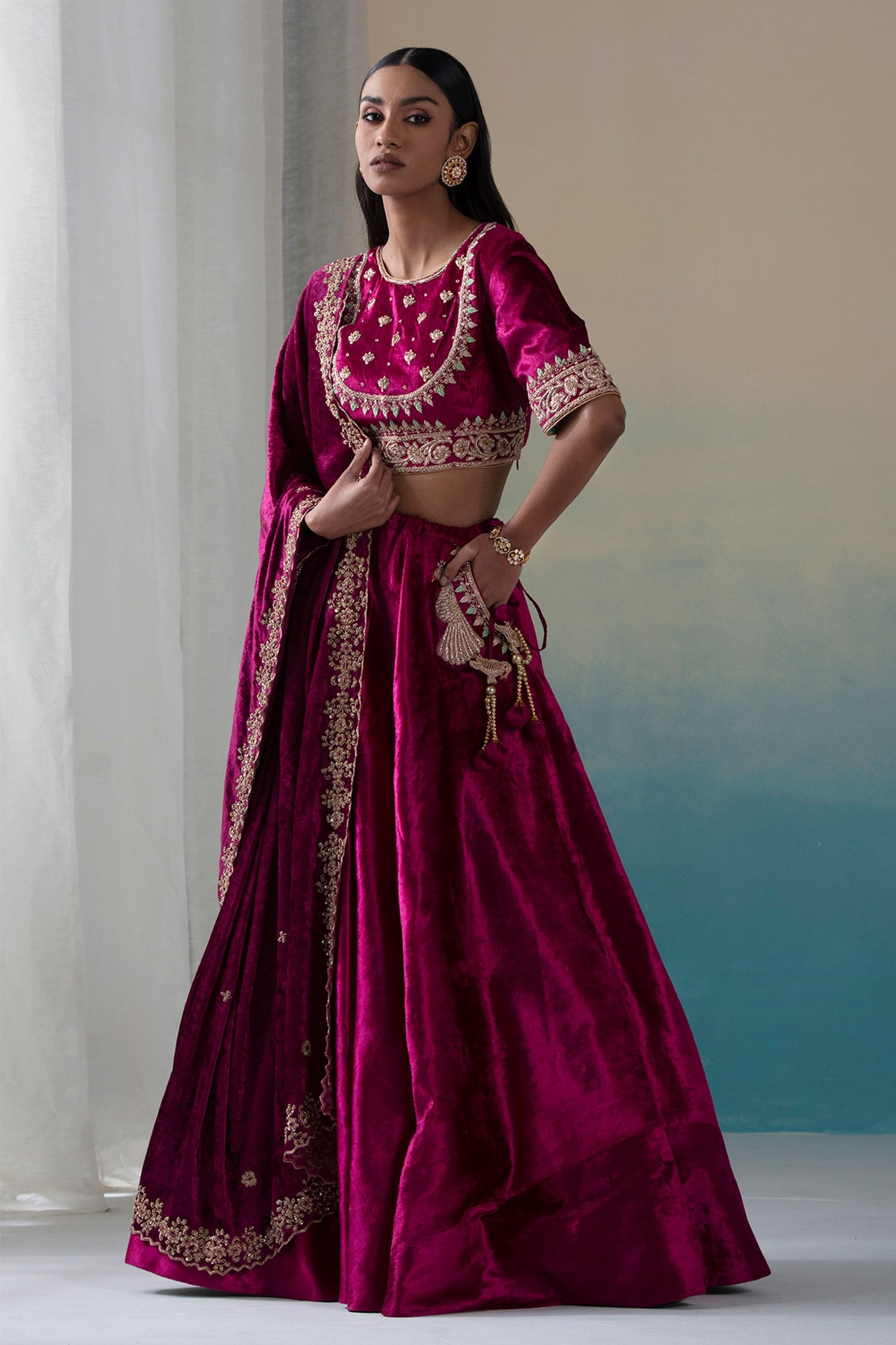 latest velvet lehenga designs for wedding -1214128365 | Heenastyle