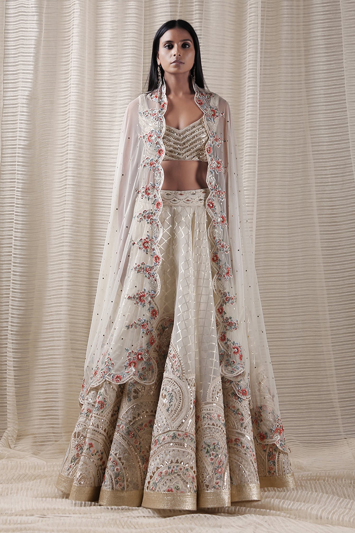 Buy Varun & Nidhika White Silk Organza Lehenga Set Online | Aza Fashions