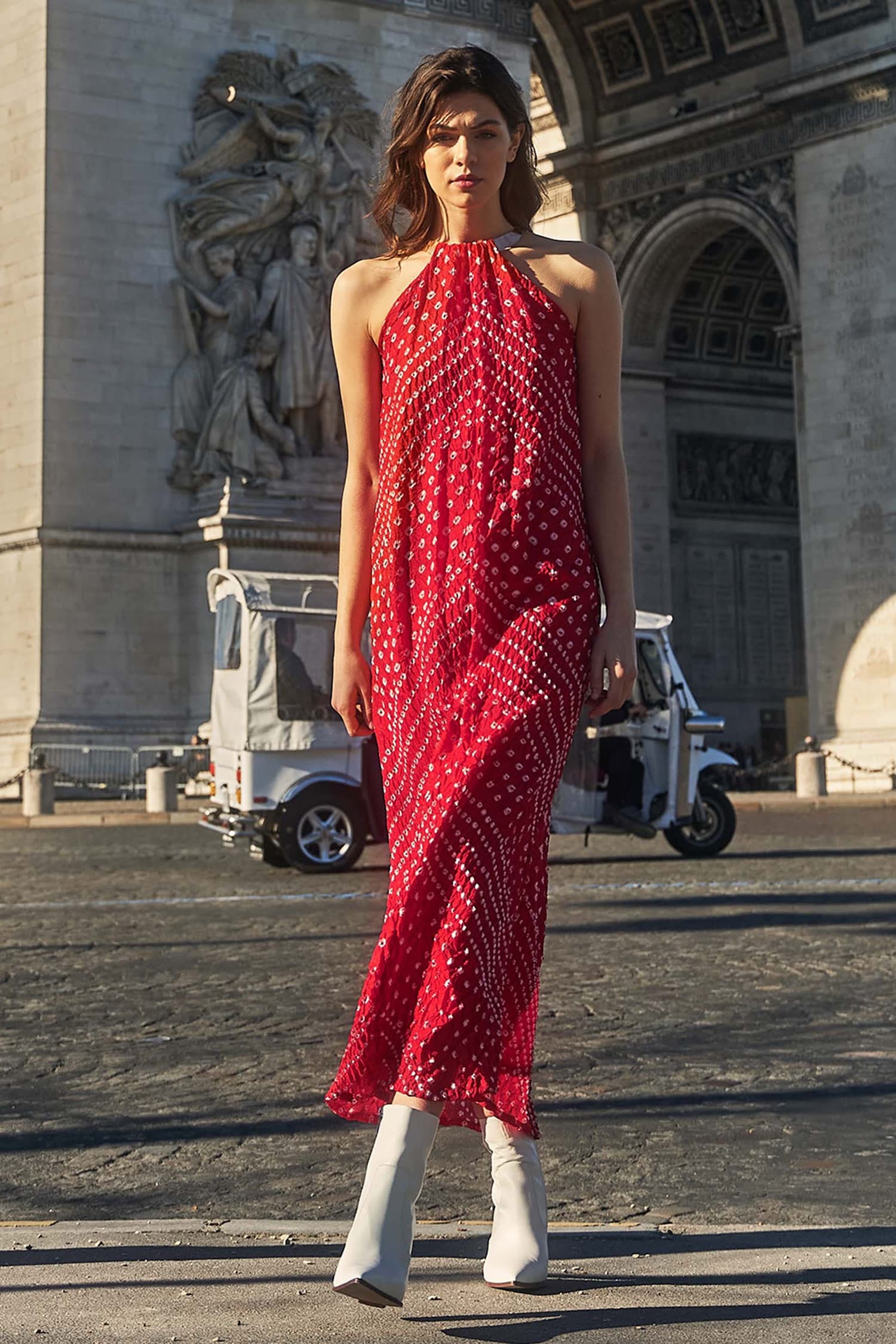 Bandhani Tie Dye Dress with LENZING™ ECOVERO™ Green, Day Dresses