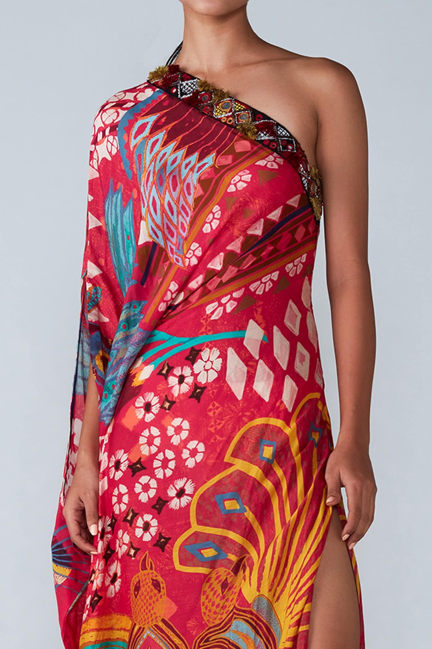 Buy Red Satin Embroidery Cowl Printed Slip Dress For Women by Saaksha &  Kinni Online at Aza Fashions.