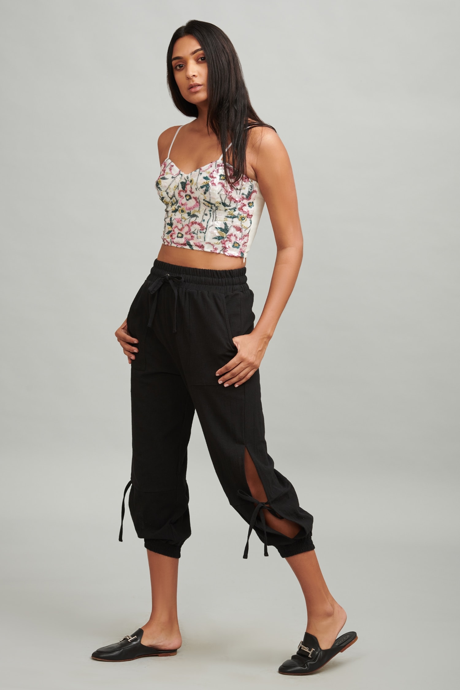 dash and dot - Black Floral Bralette Online