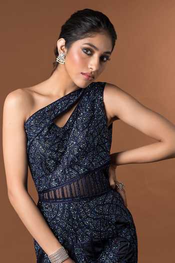 blue fish cut dress Blue Fish Cut Dress With Belt Online UAE
