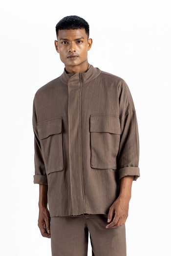 WAYAT - Men's Styles Brown Rose Cotton-Twill Jacket